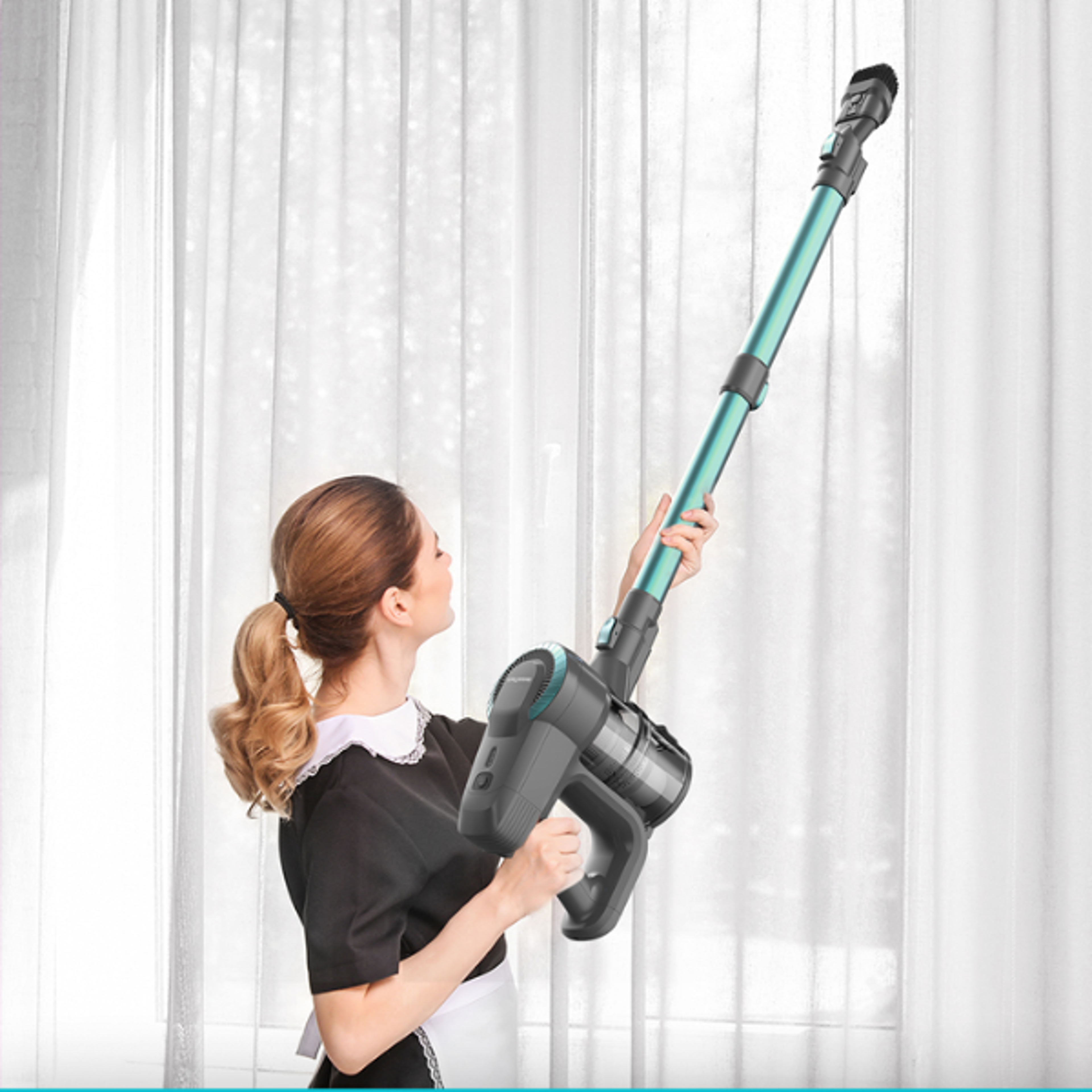 ultra lightweight stick vacuum cleaner, cordless upright vacuum for carpet, pet hair, hard floor, car, easy-to-use