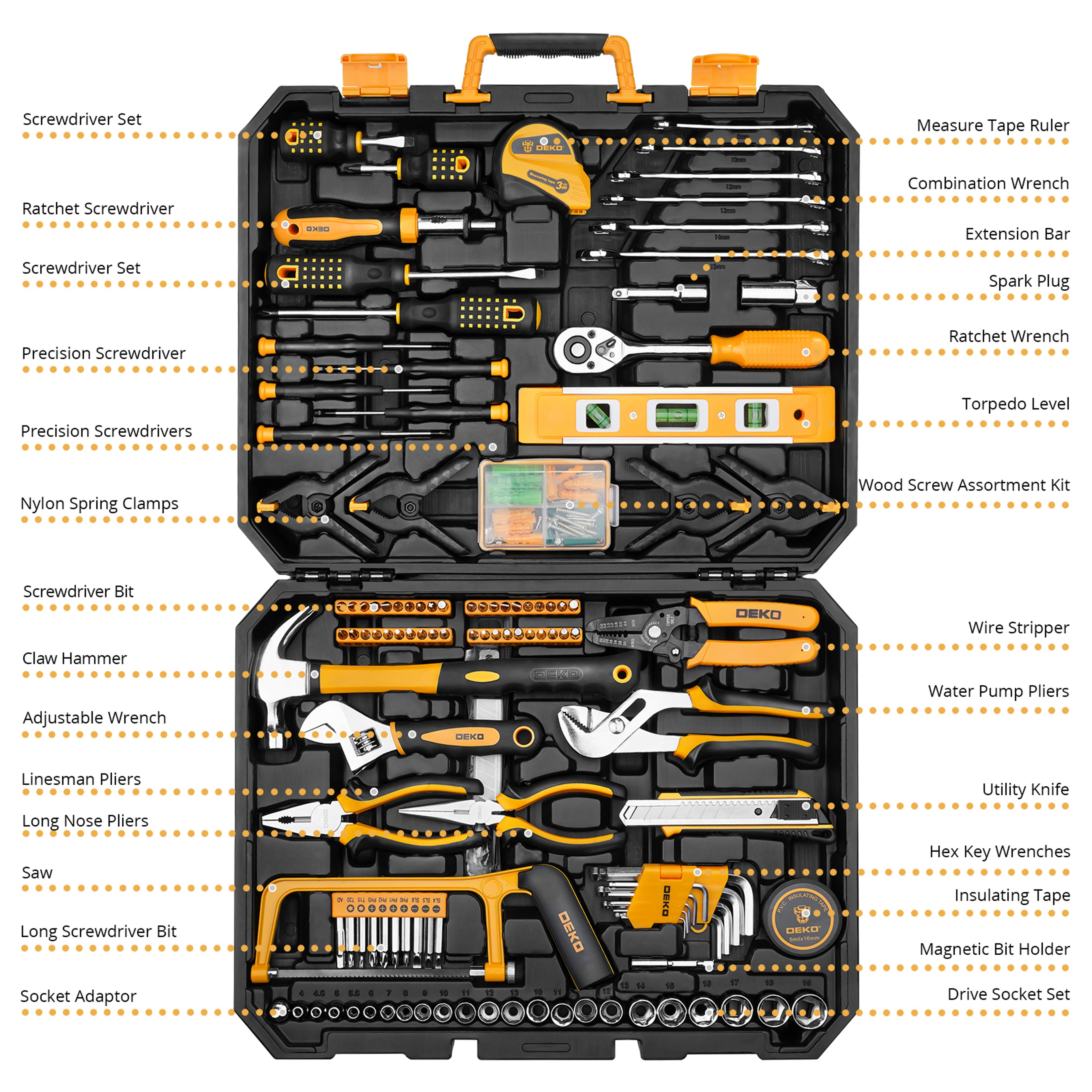 Tool Combination Package Socket Wrench Hand Tool Set With Plastic Toolbox Essential Auto Repair Kit 2