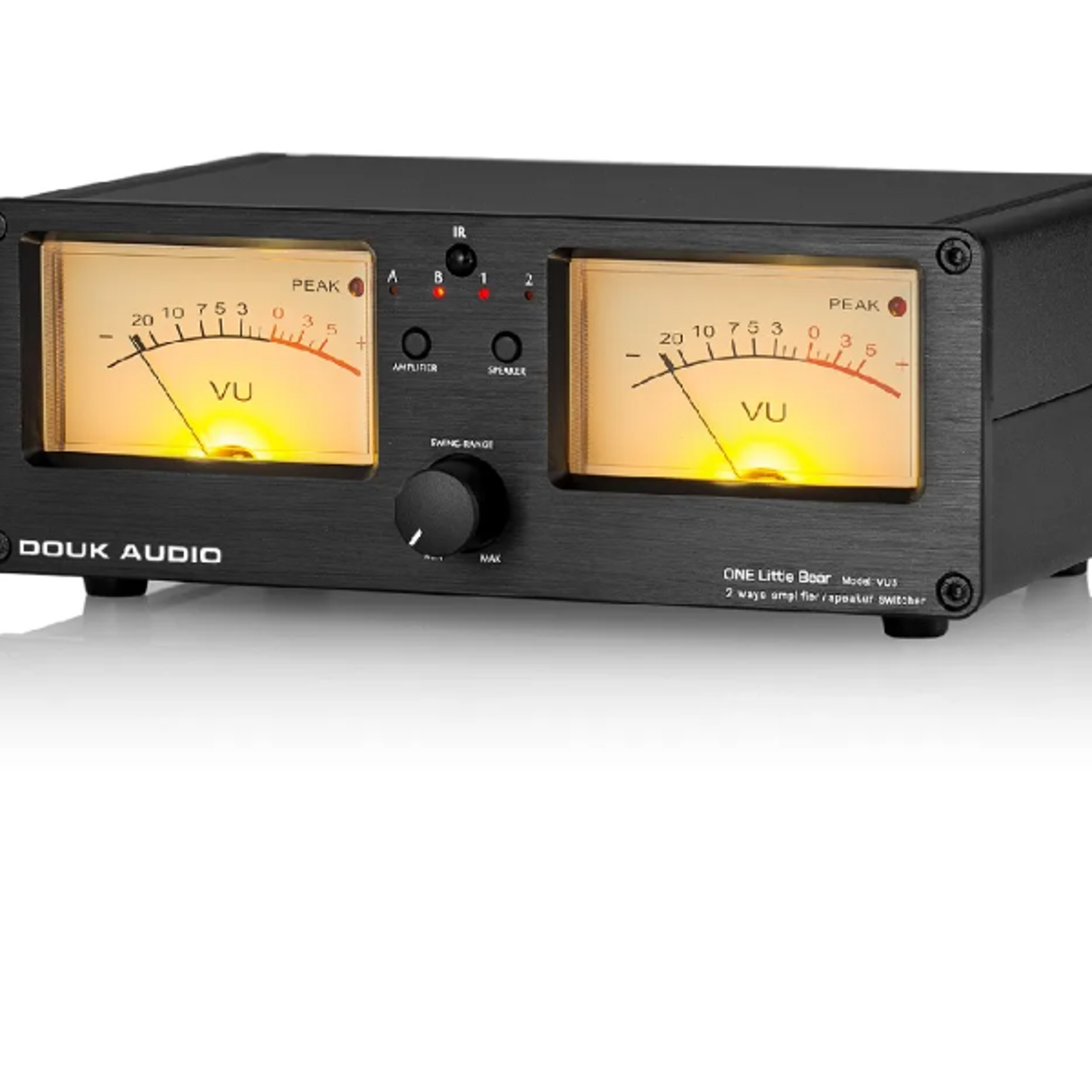 nobsound dual analog vu meter db panel display, speaker audio switcher box selecto amplifier music spectrum