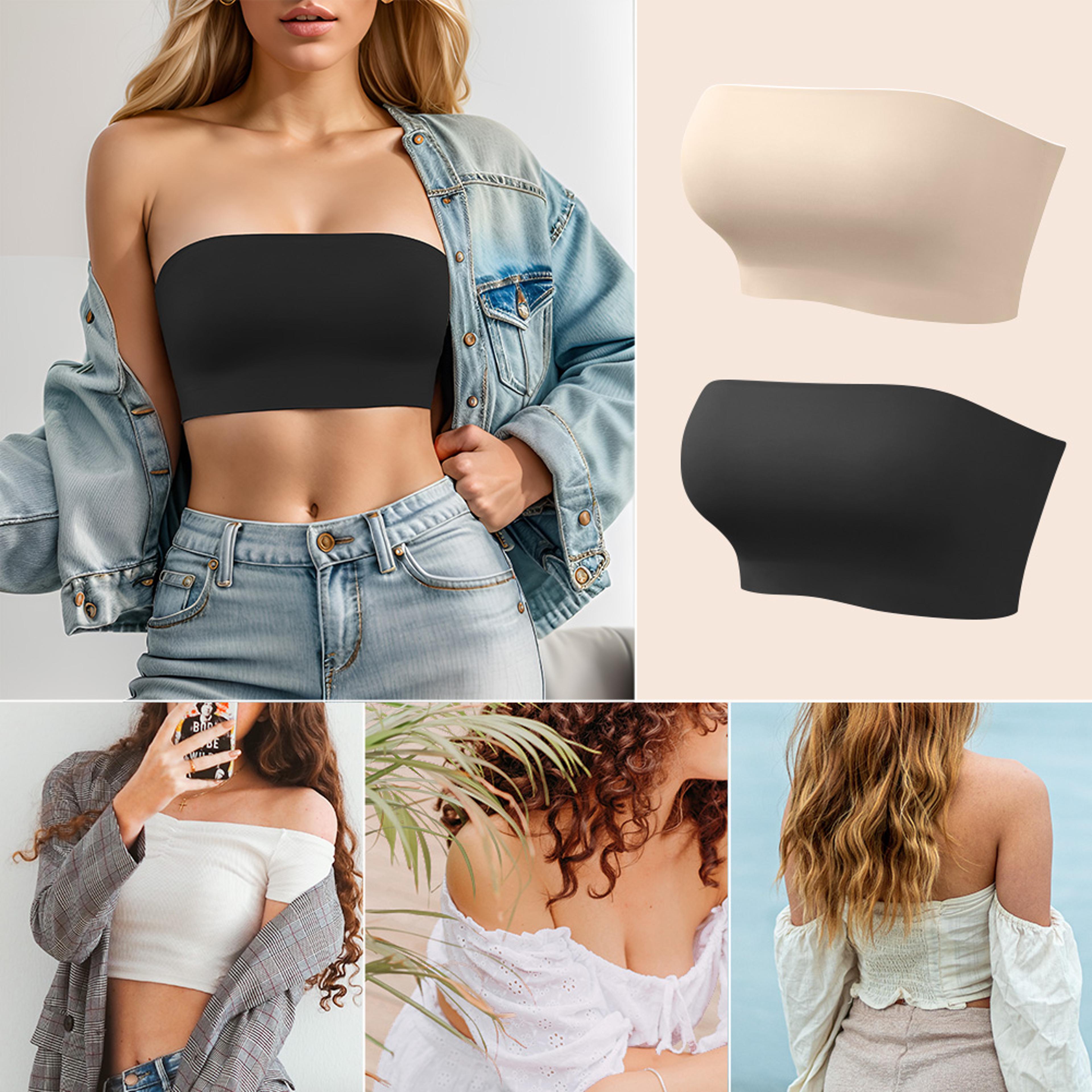 sexy seamless strapless tube bra, women's ultra thin silicone half cup, non-slip underwear for off-the-shoulder dresses