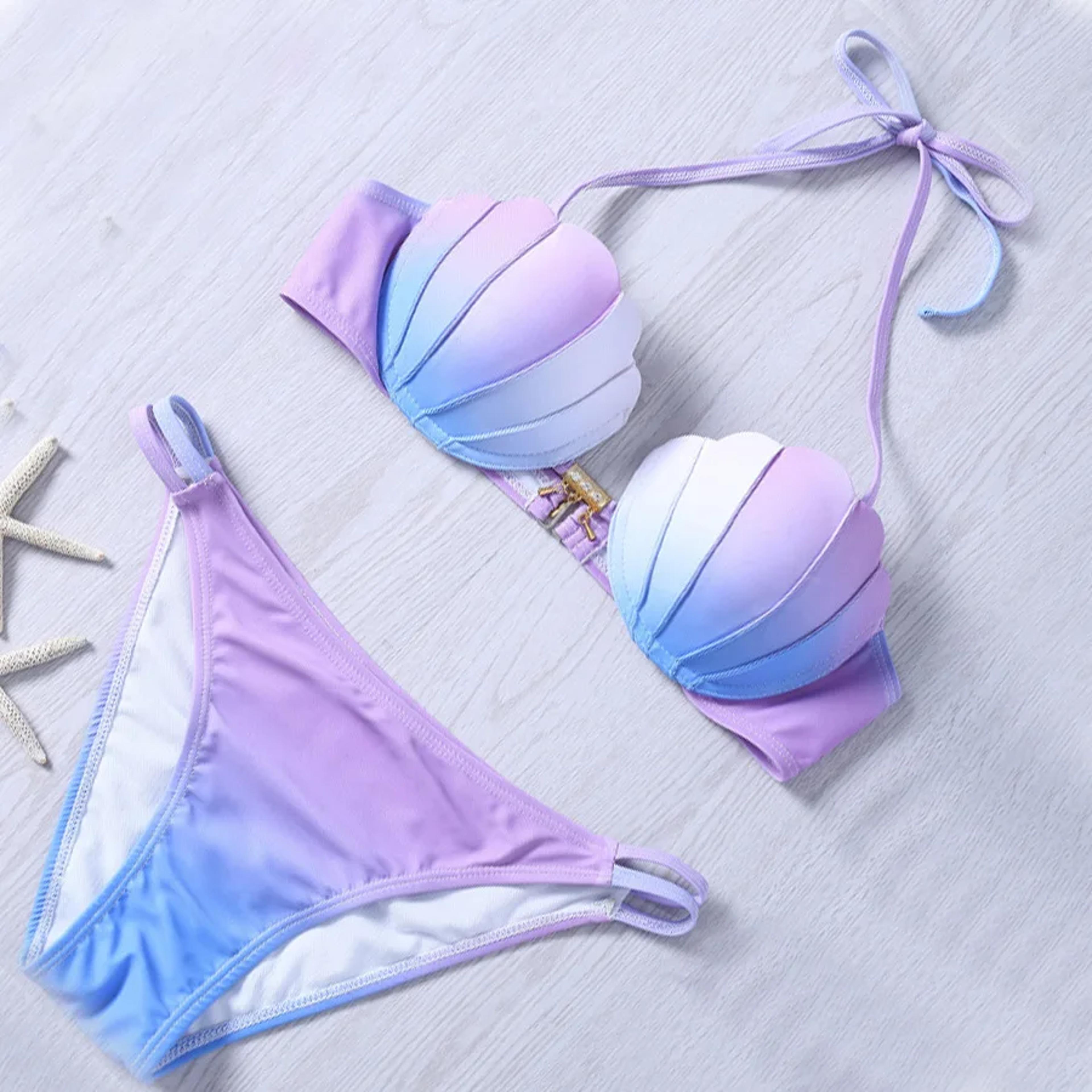 new arrival gradient shell bikini swimsuit, 4 styles, women's fashionable mermaid swimwear