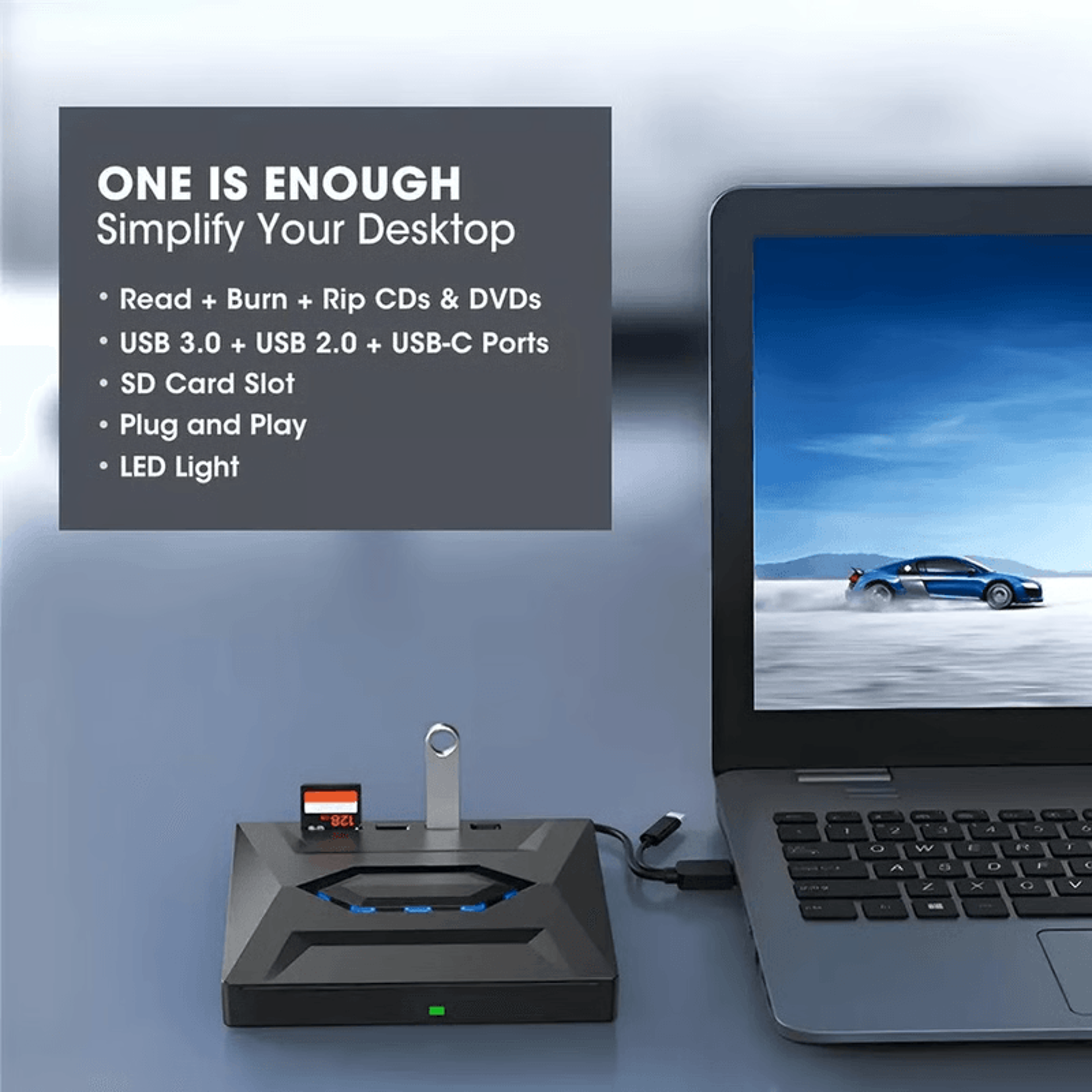 External USB CDDVD Drive For Disc Reading Writing Playback  File Access On Laptops 8