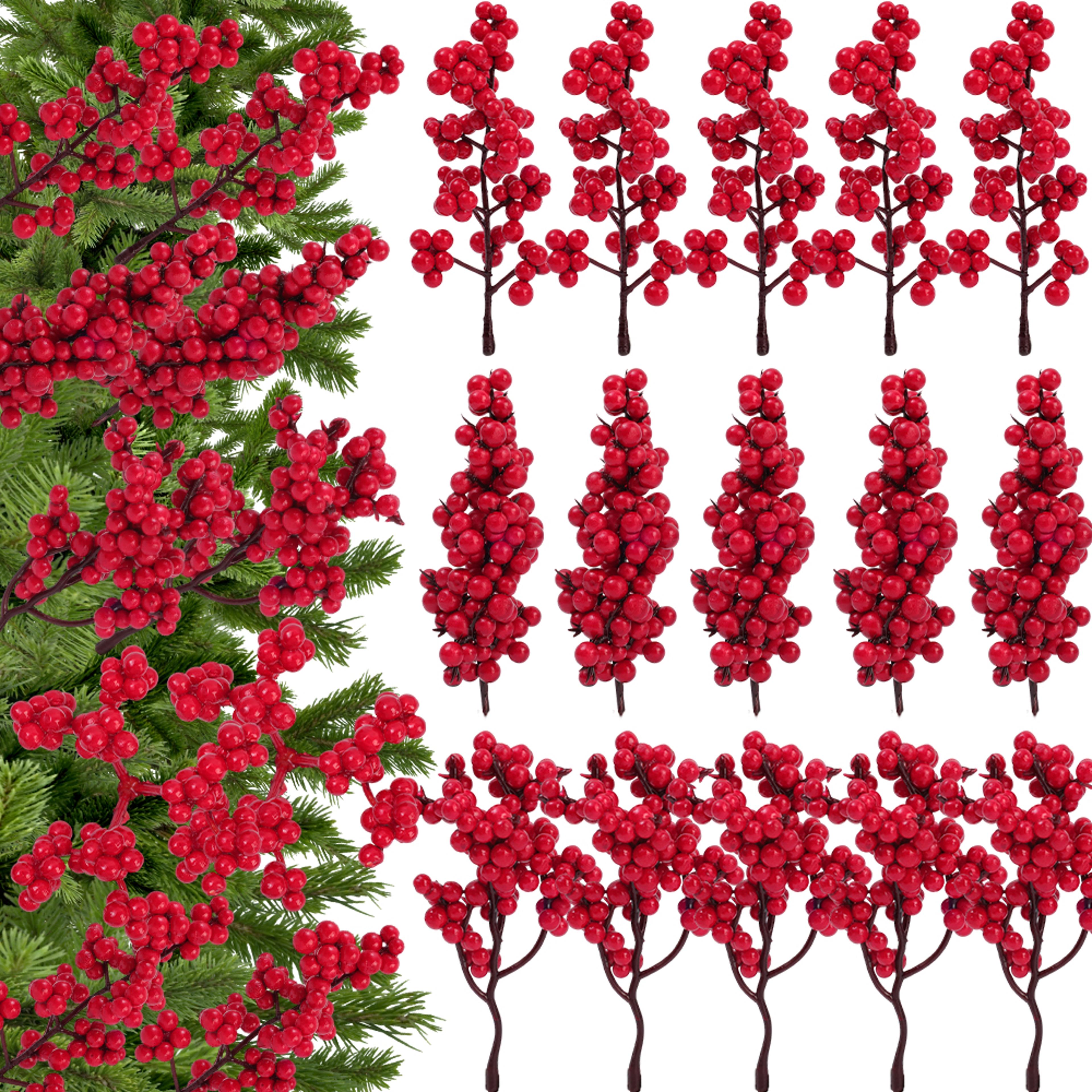 cherry stamen for home decor, christmas decoration red berry branches, wedding wreath flowers accessory new year gift