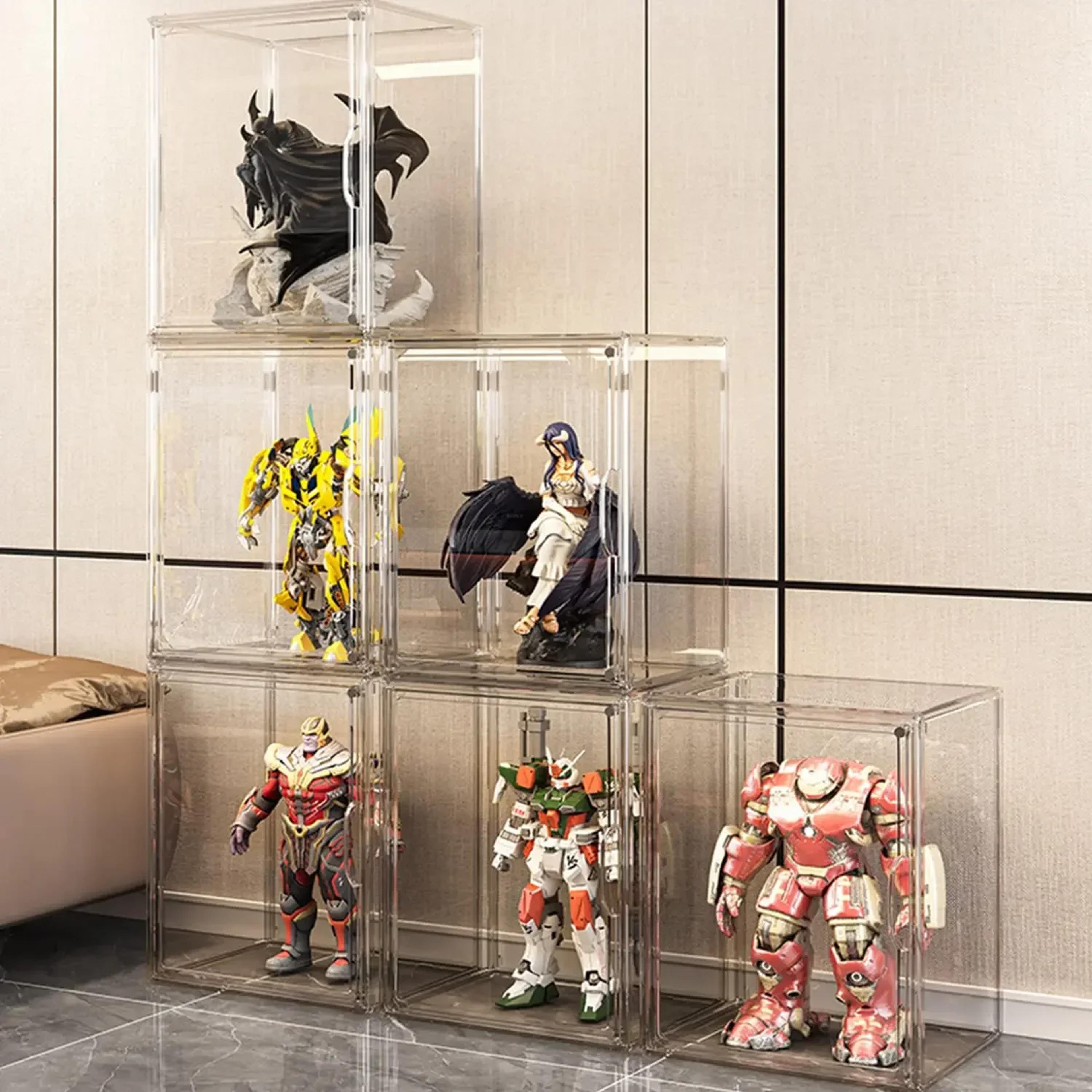 large capacity storage box organizer for figures, acrylic display, dustproof makeup organizer, clear blind box for bag