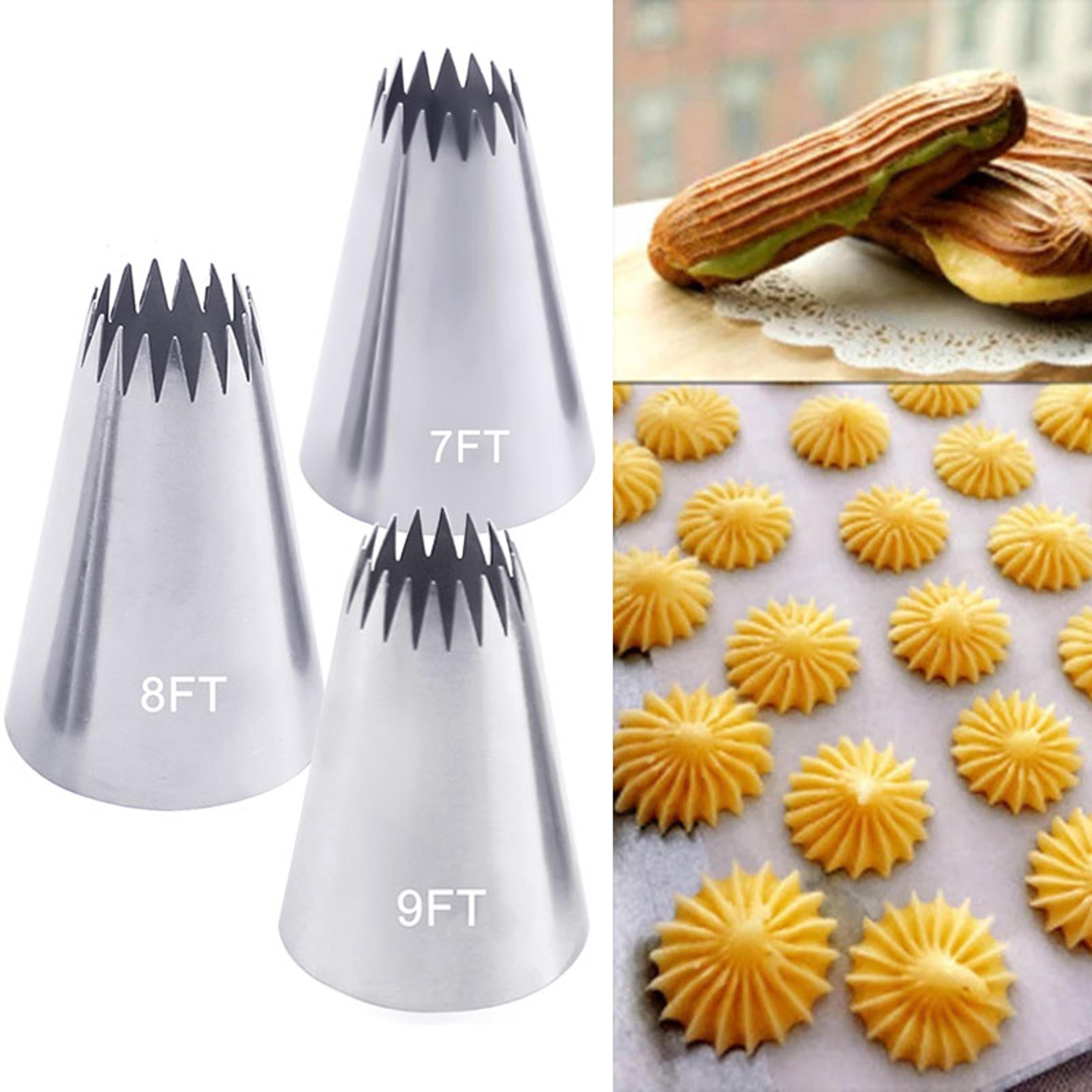 russian open star piping nozzles, cake decorating tips set, icing pastry nozzles for cupcakes & cookies