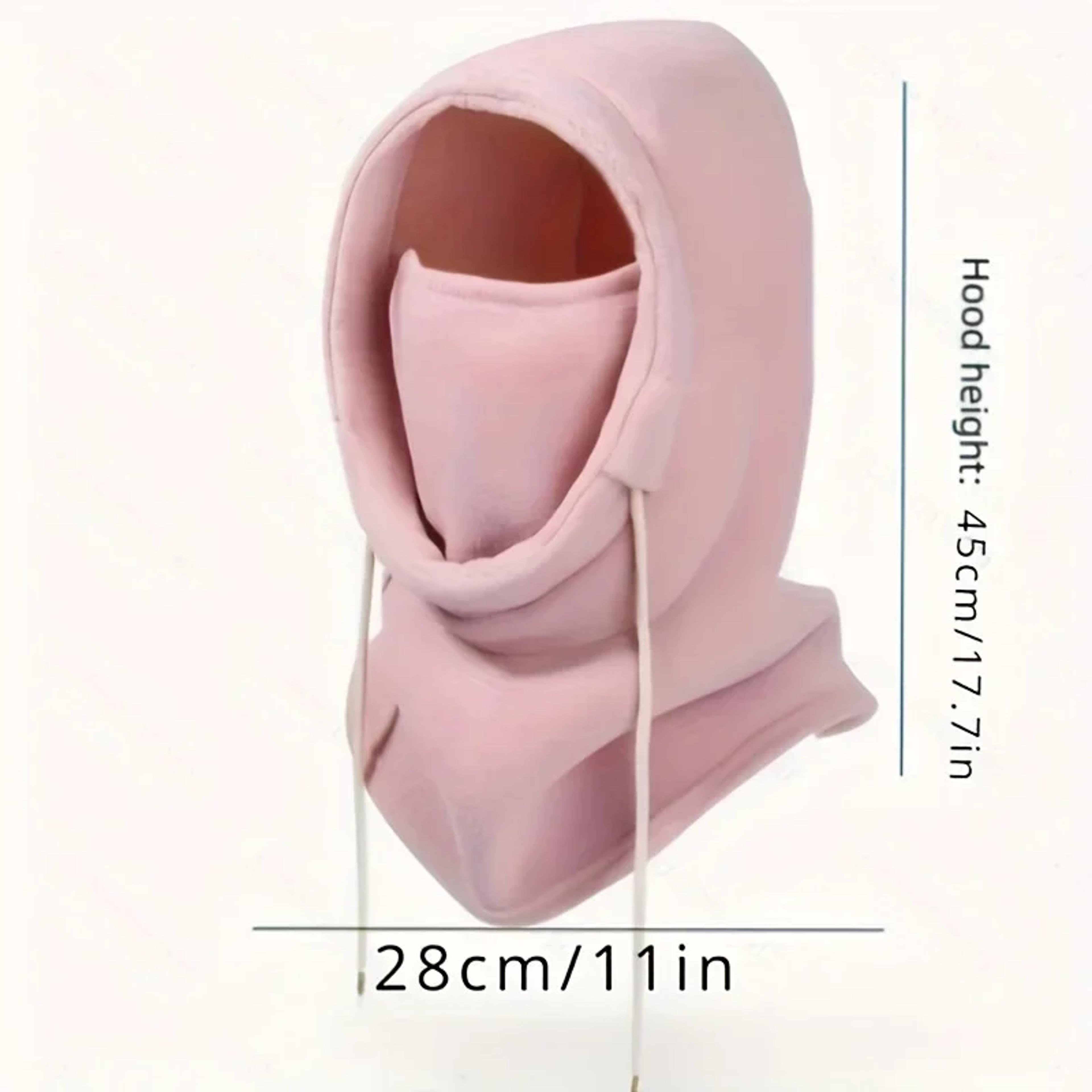 Winter Balaclava Hooded Scarf  Warm Neck Gaiter For Skiing Cycling Outdoor Activities  Black Pink K 4