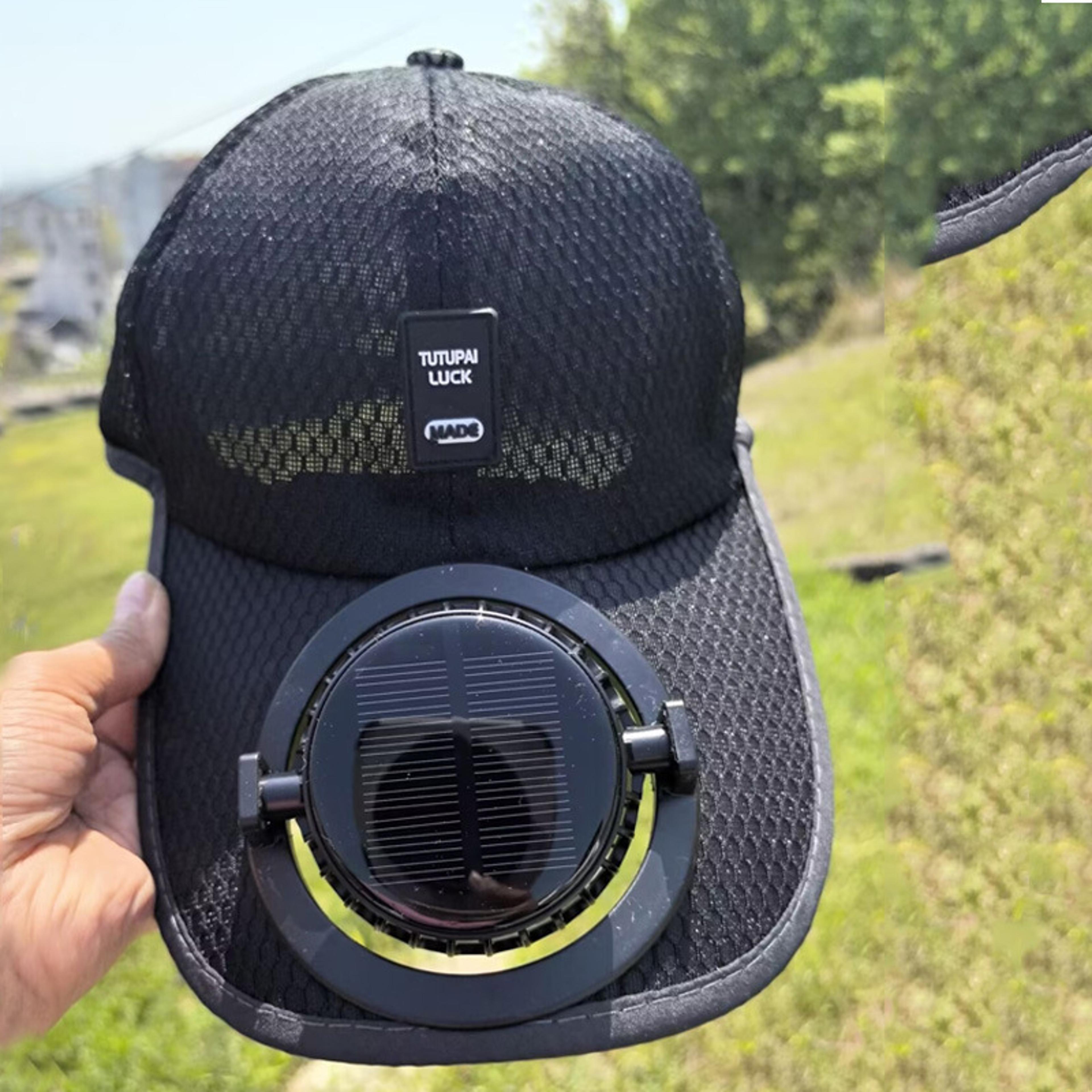 usb rechargeable outdoor sun protection hat, breathable baseball cap with solar fan, summer cooling sunscreen hat