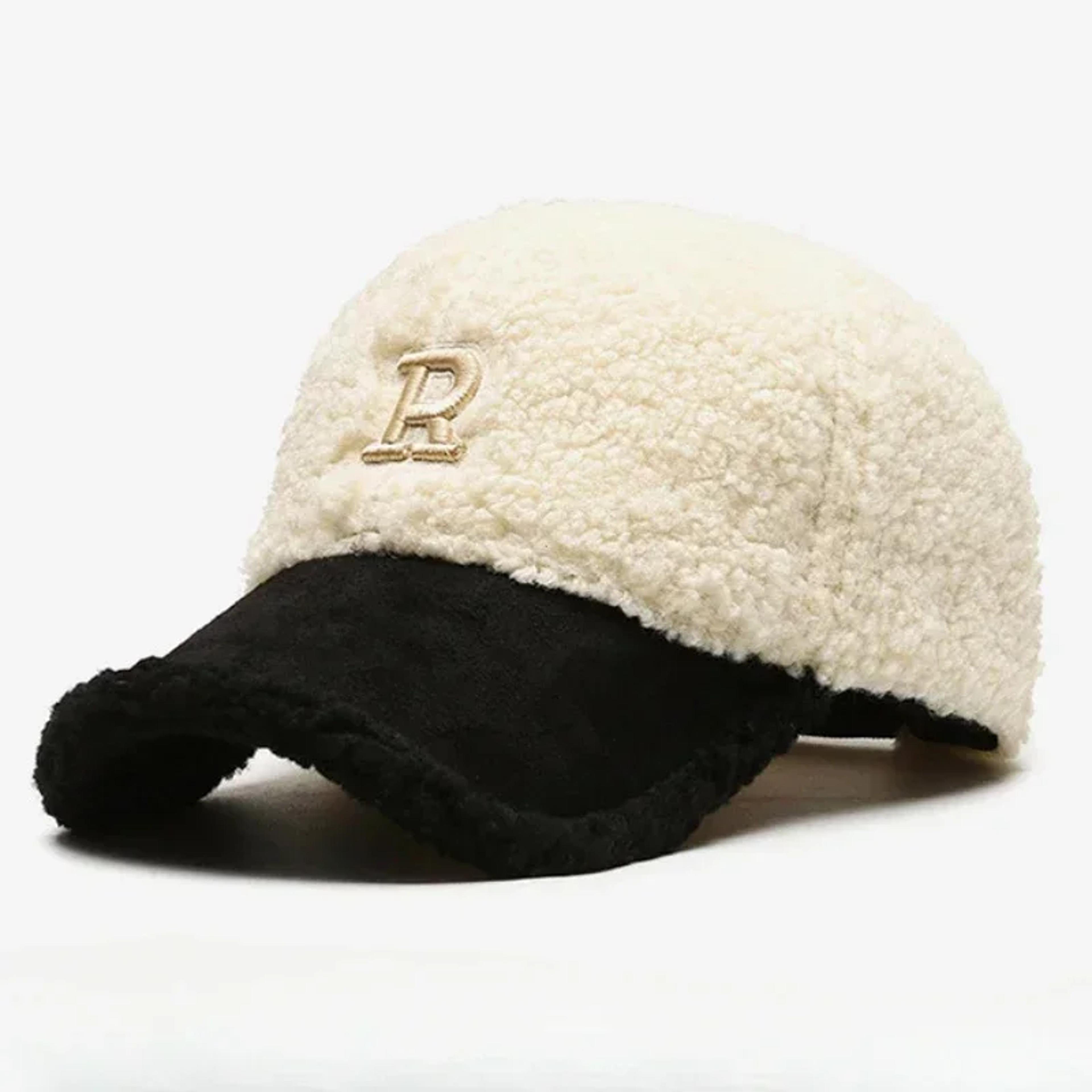 White Brown Lambswool Baseball Cap Big Letter Embroidery Men Winter Hats Warm Plush Trucker Hats Fo 1
