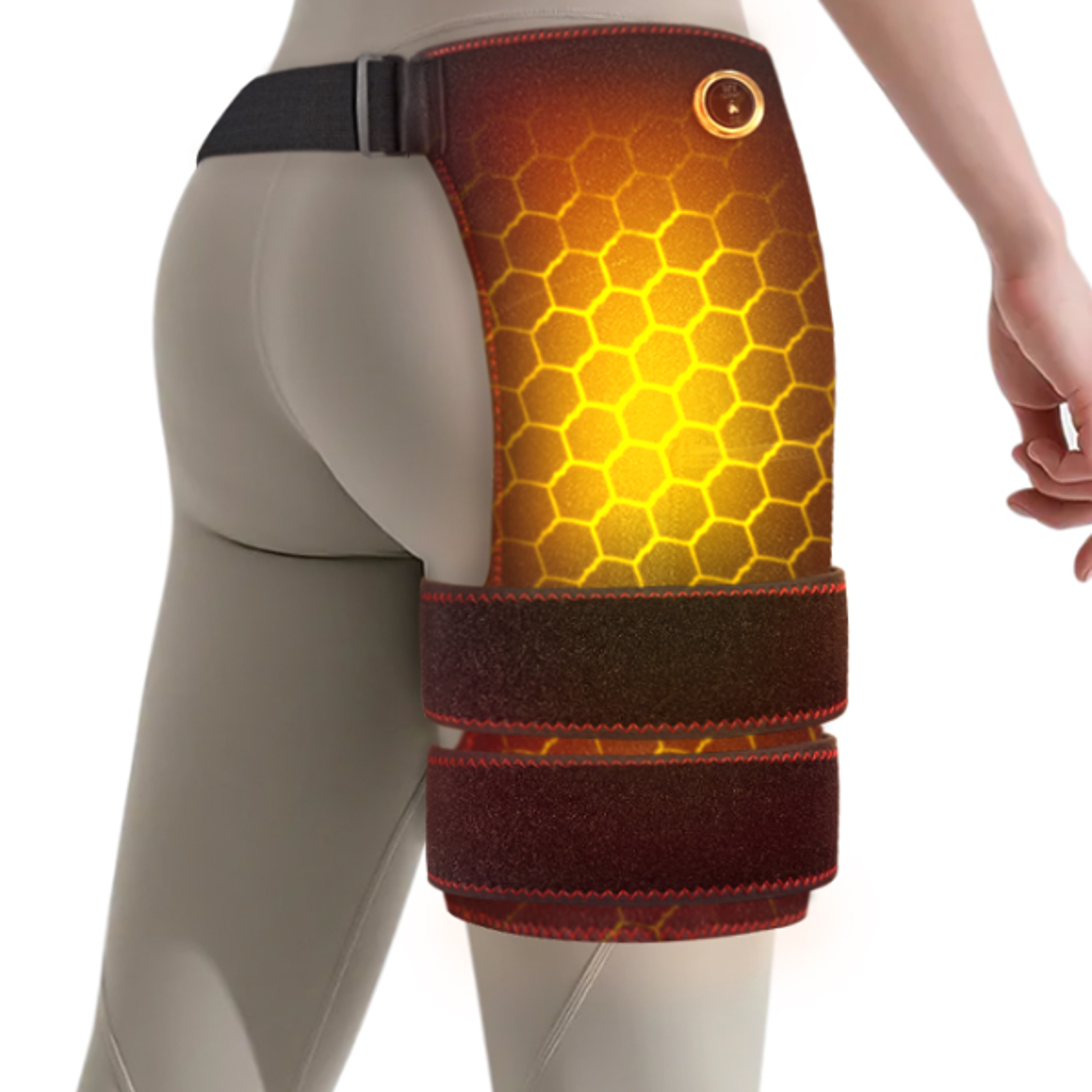 hip heating pad for physical healing, heated hip support brace with massager for sciatica pain relief and lower back