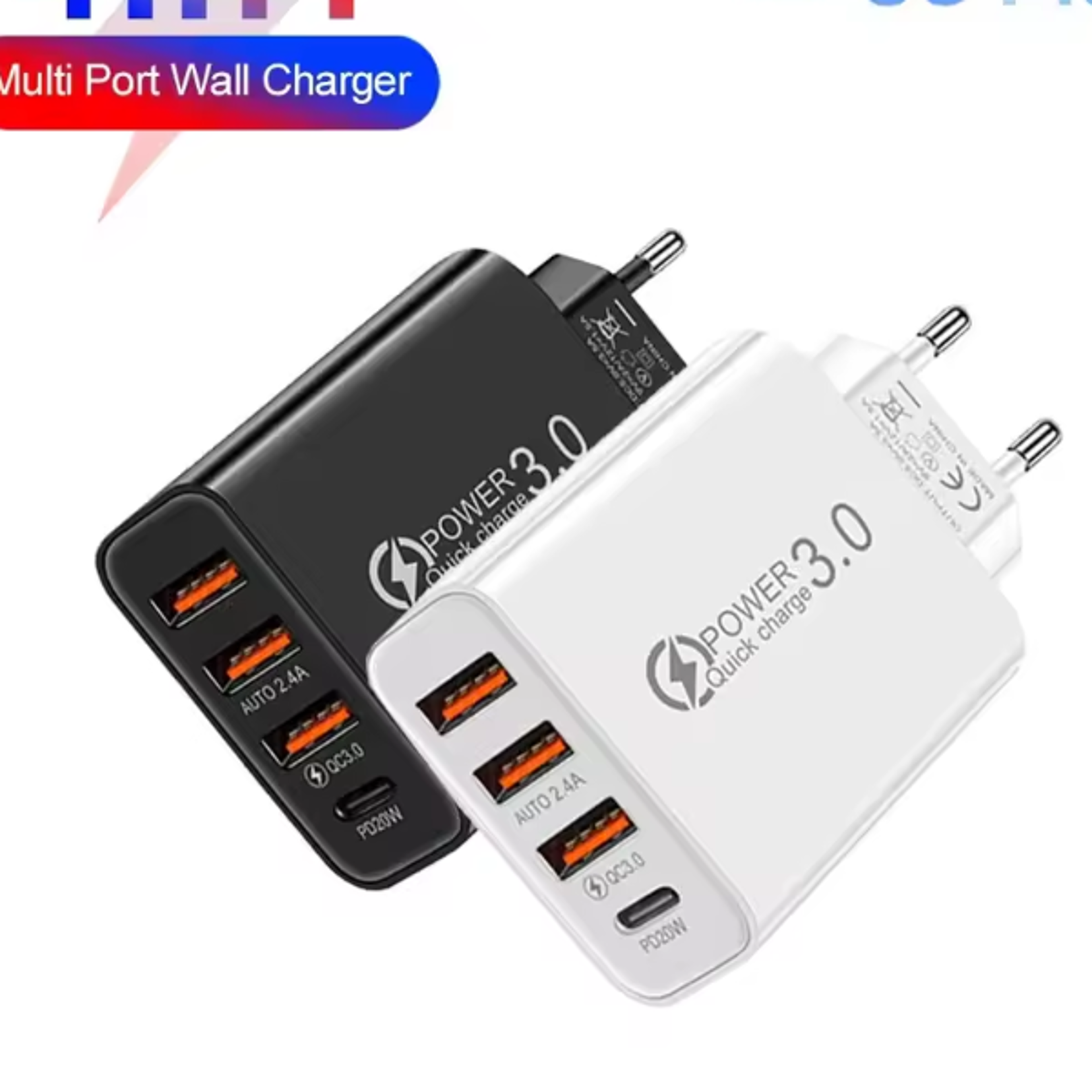 multi ports quick charging adapter, usb charger for iphone xiaomi huawei samsung mobile phones