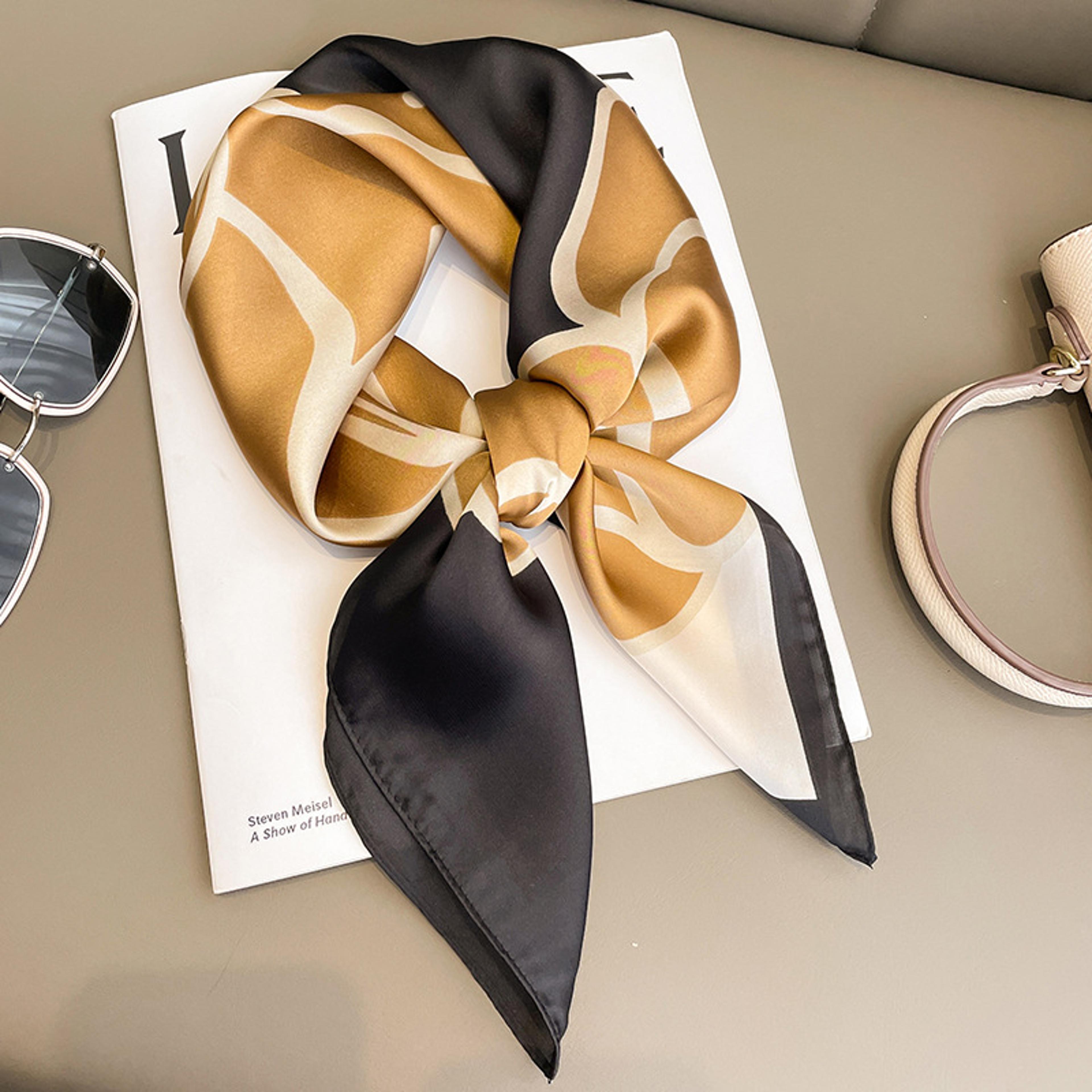 simulated silk floral scarf for women, fresh and elegant square headwear for clothing and bags