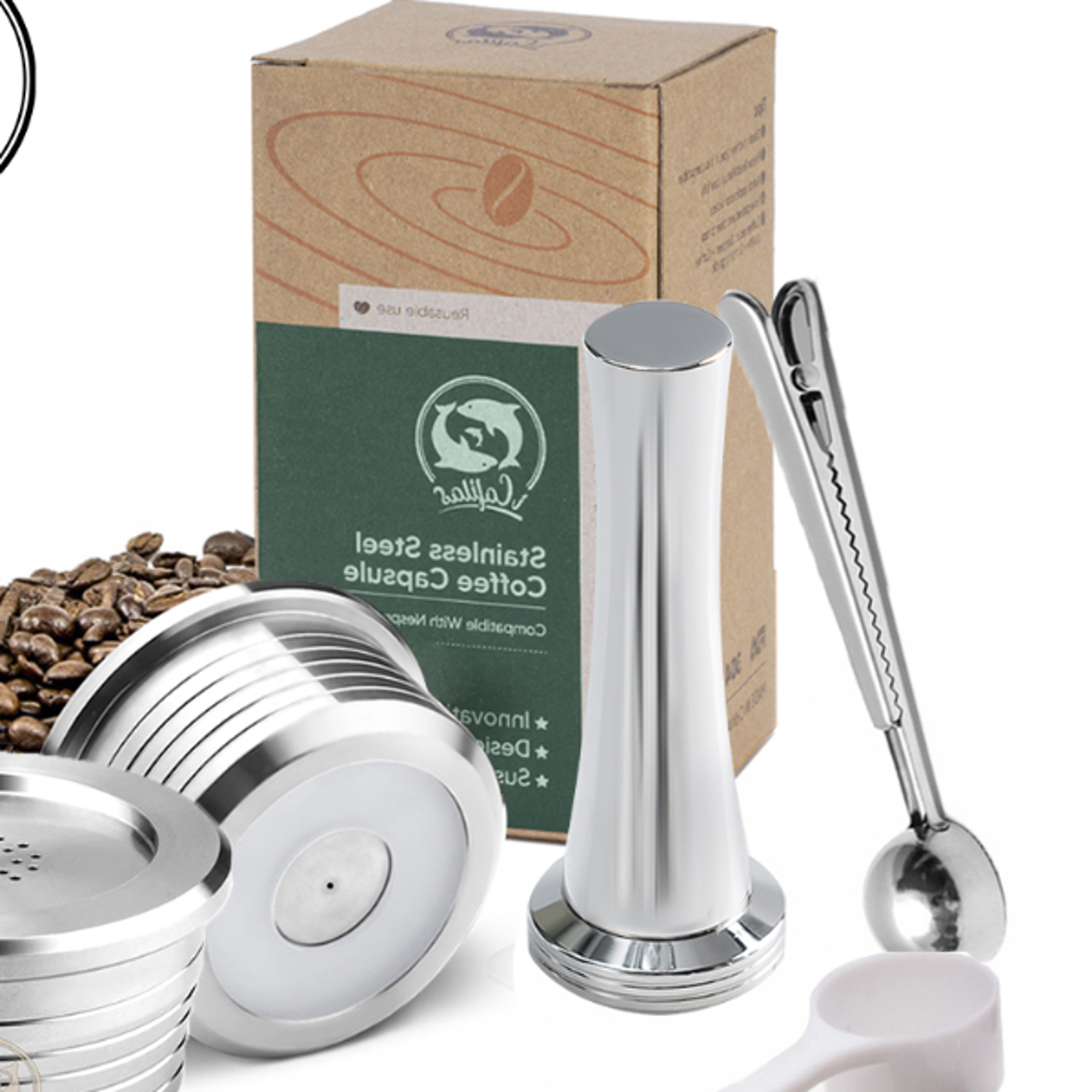stainless steel coffee capsule cup, reusable filter for delta q coffee accessories