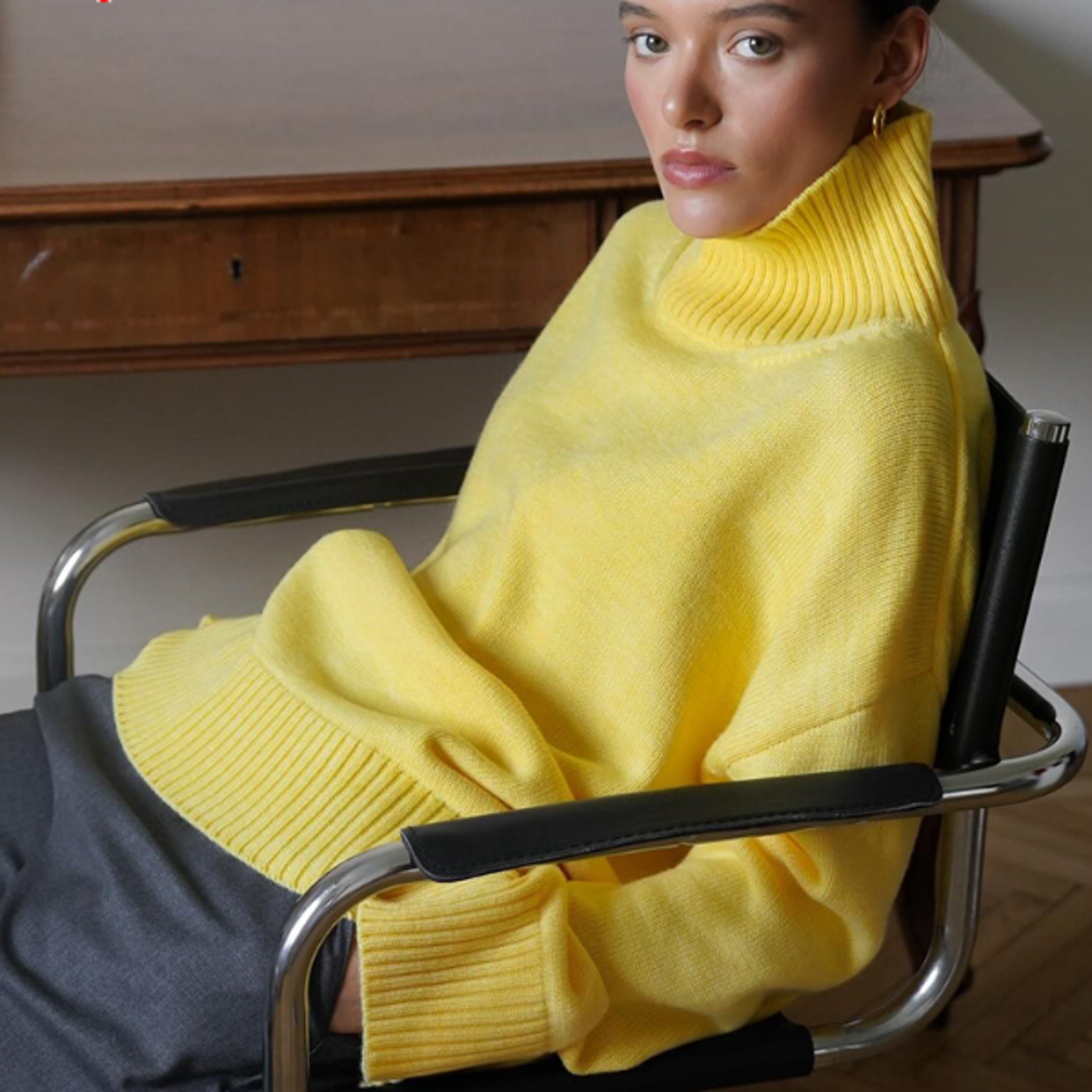 vintage red sweaters for women, soft winter warm oversize high collar yellow pullover
