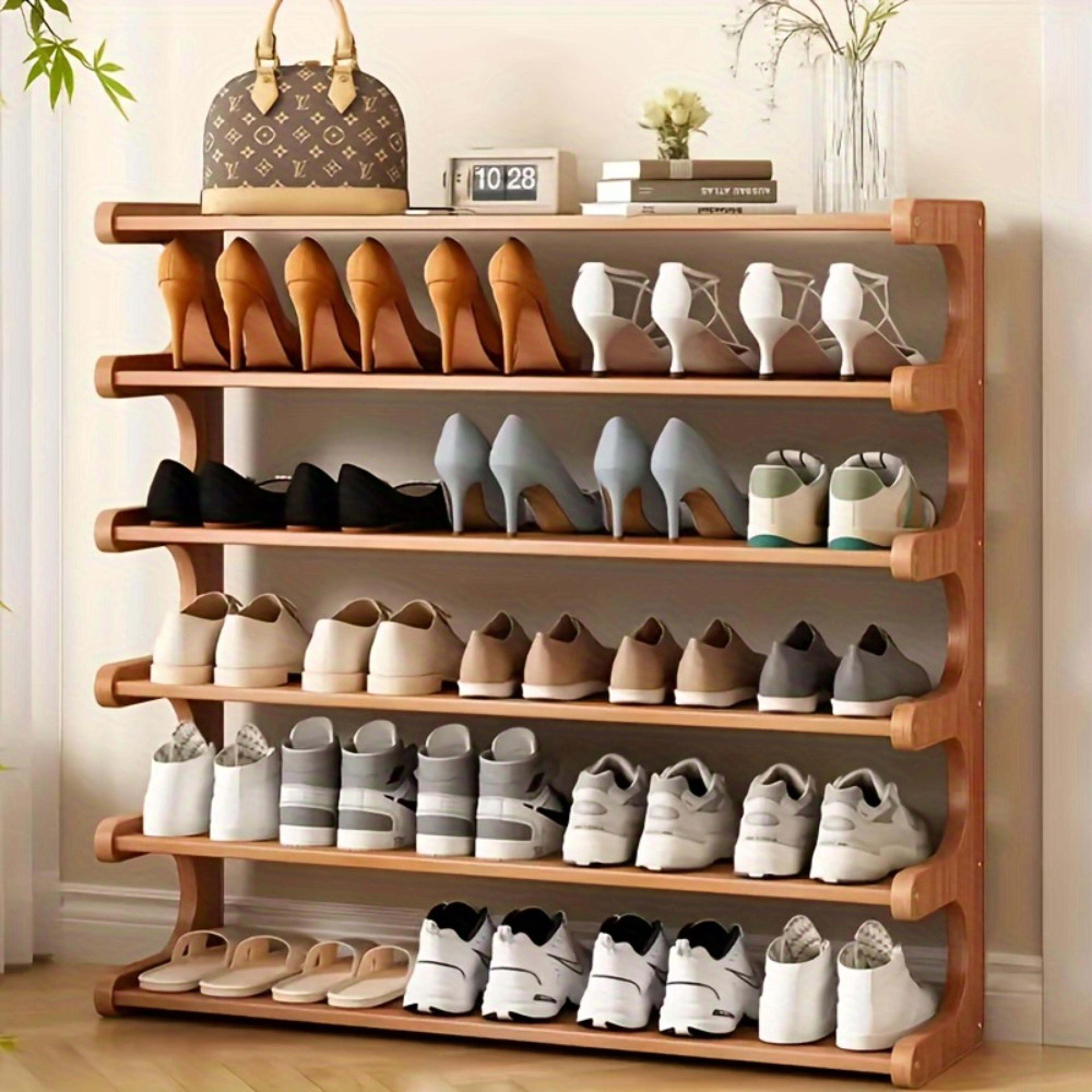 wooden shoe cabinet, multifunctional bamboo shoe storage rack, simple chinese style organizer