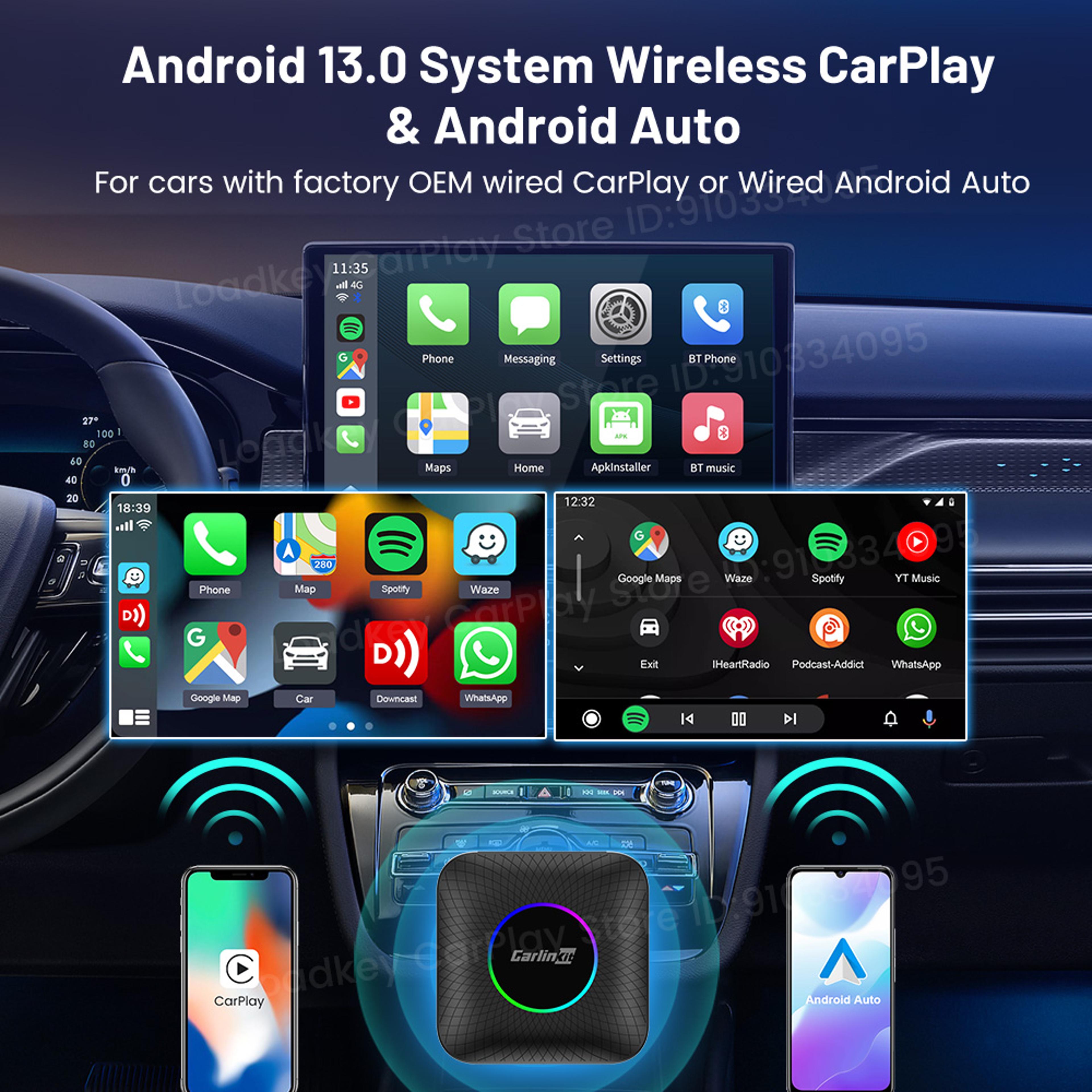 smart tv box for cars, led wireless android auto & carplay, support youtube netflix