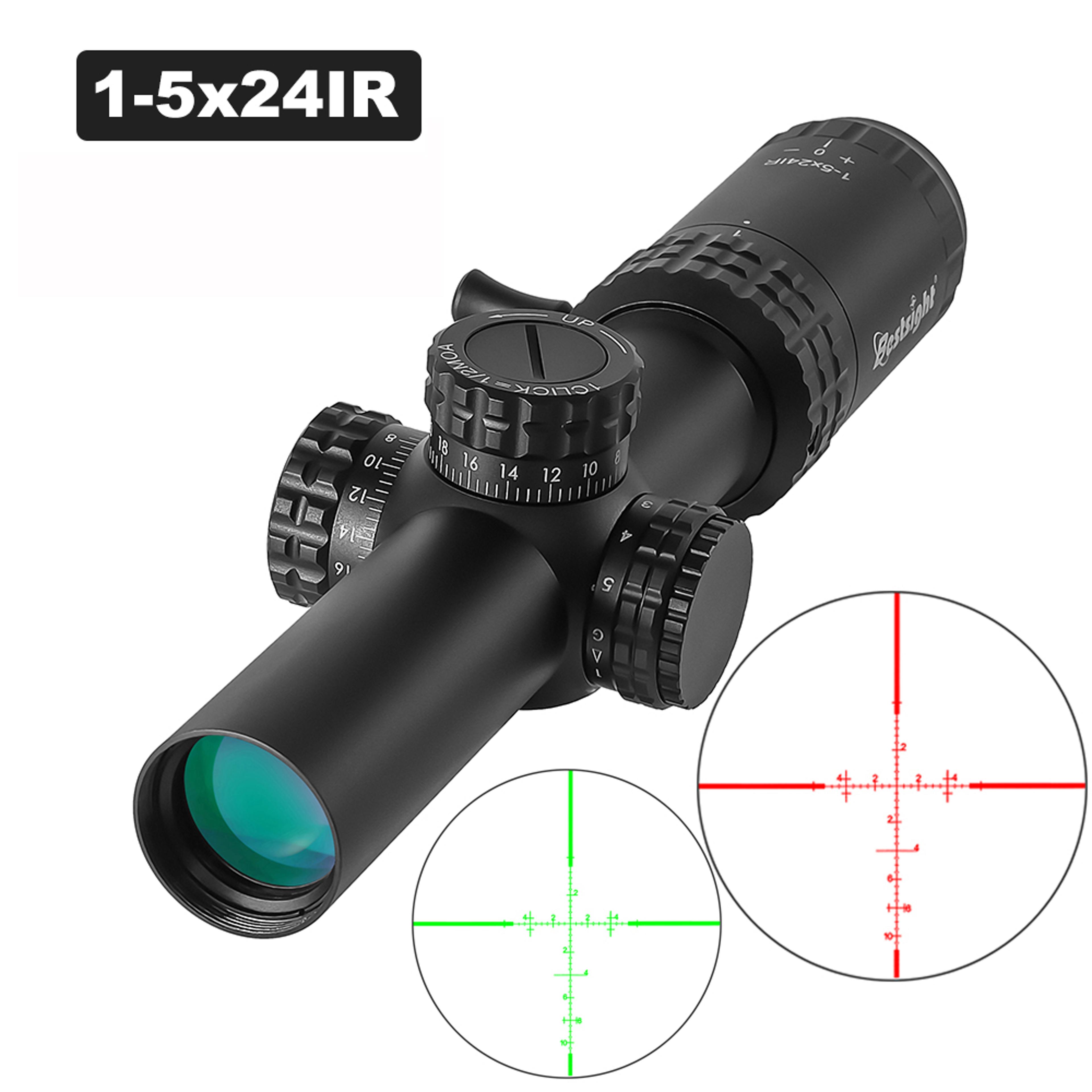 red and green illuminated tactical optical rifle scope, compact scope sight for hunting