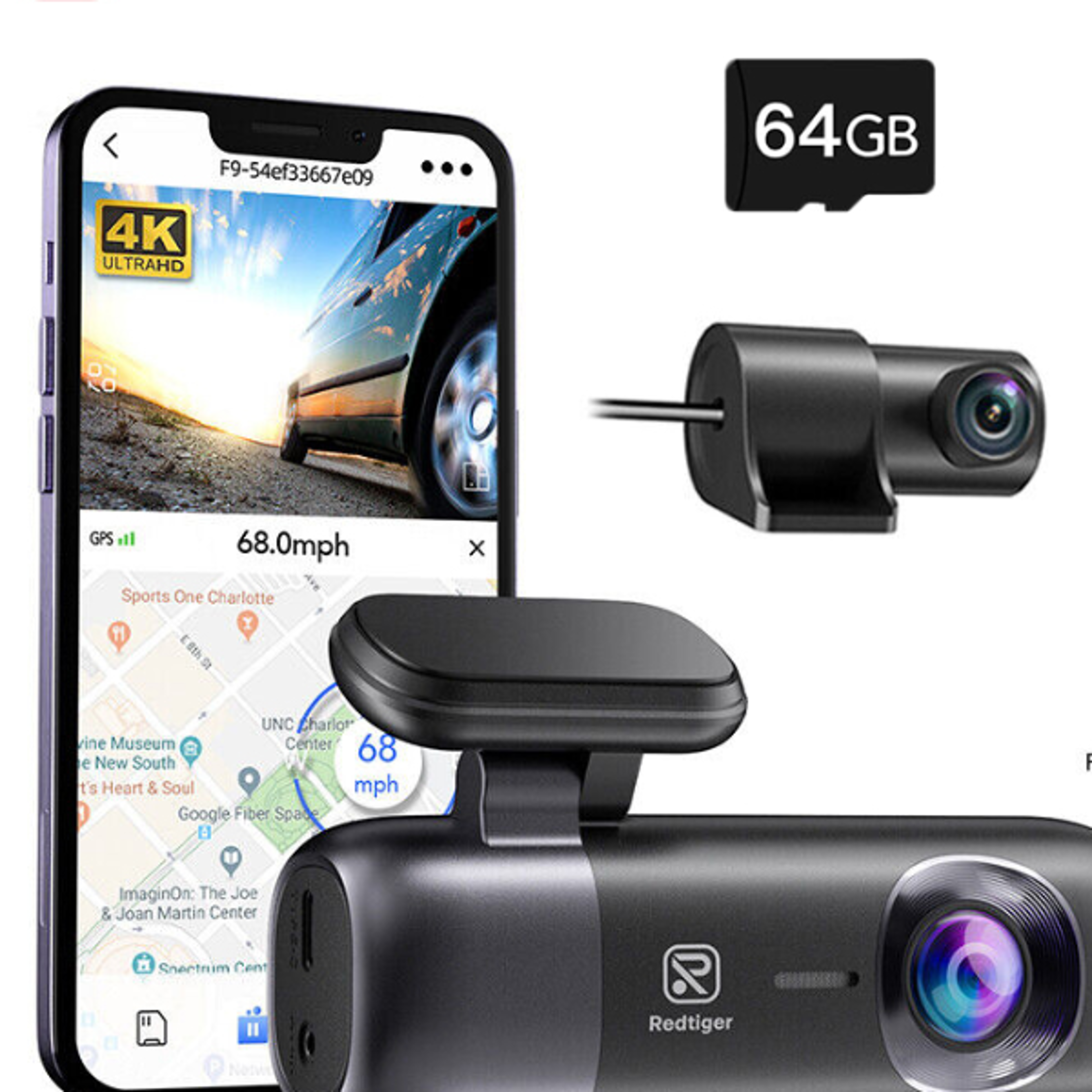 parking mode car camera with wifi gps, night vision recorder, front and rear, app control