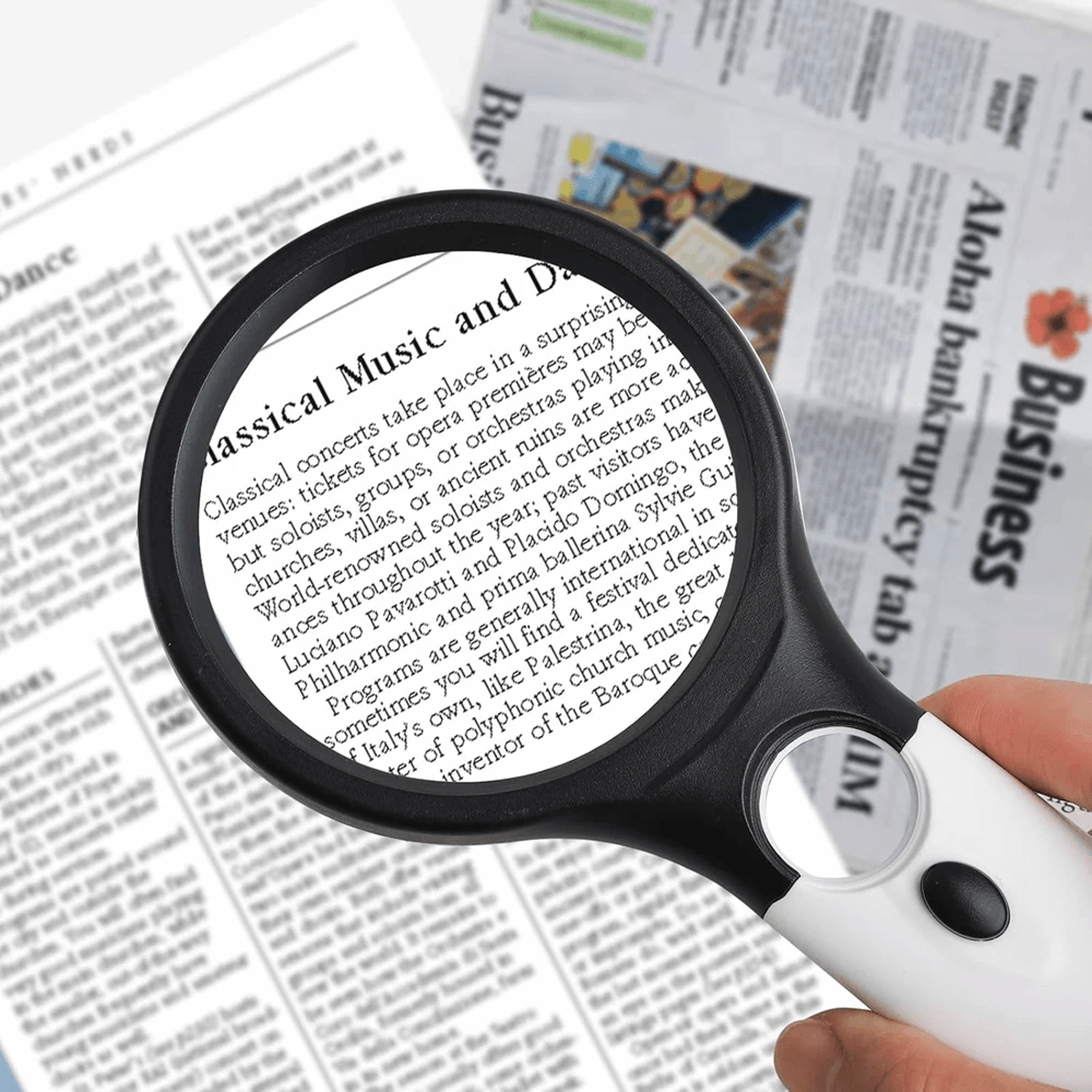 handheld 45x magnifying glass with led light for reading & jewelry inspection