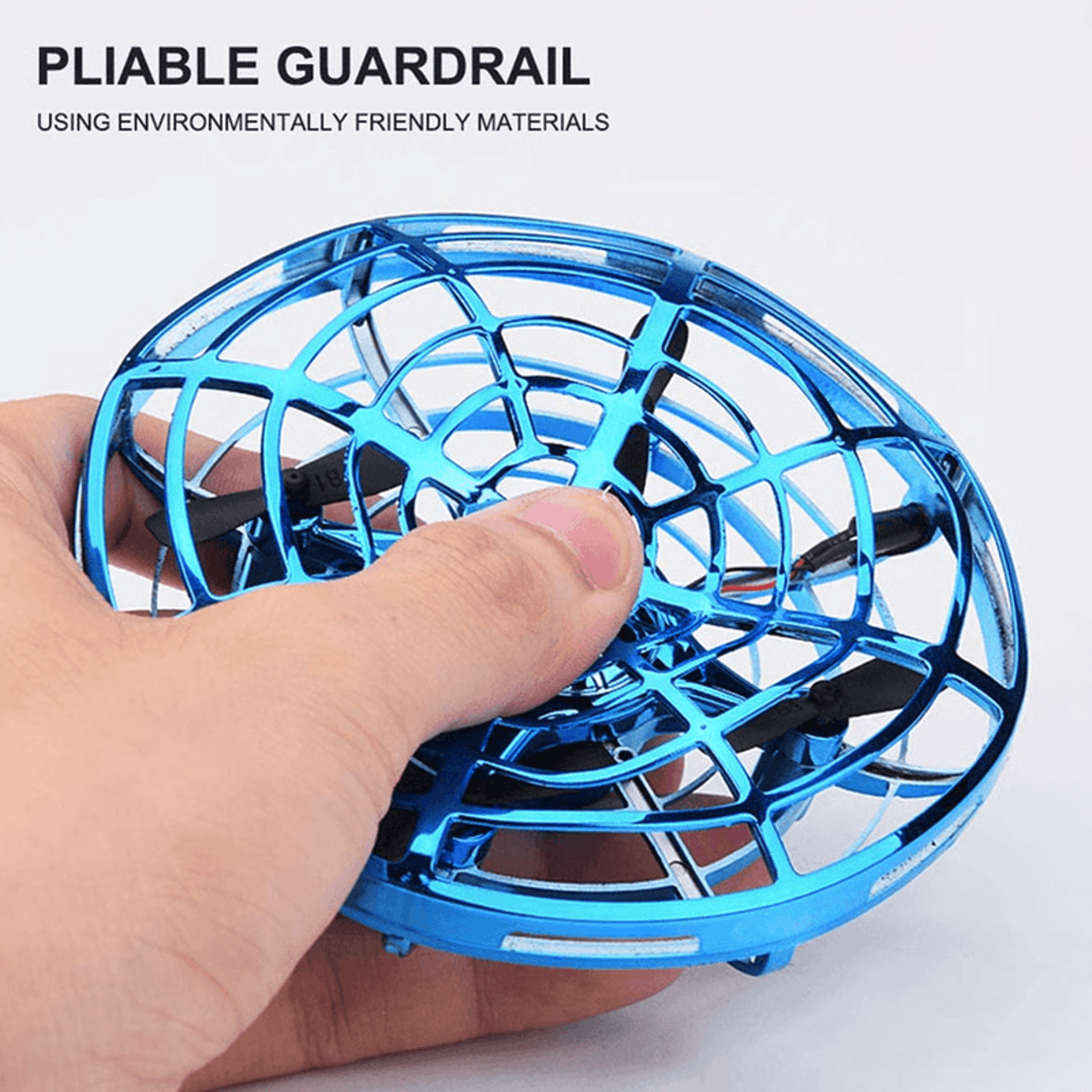 Child flying an autonomous UFO drone with obstacle avoidance