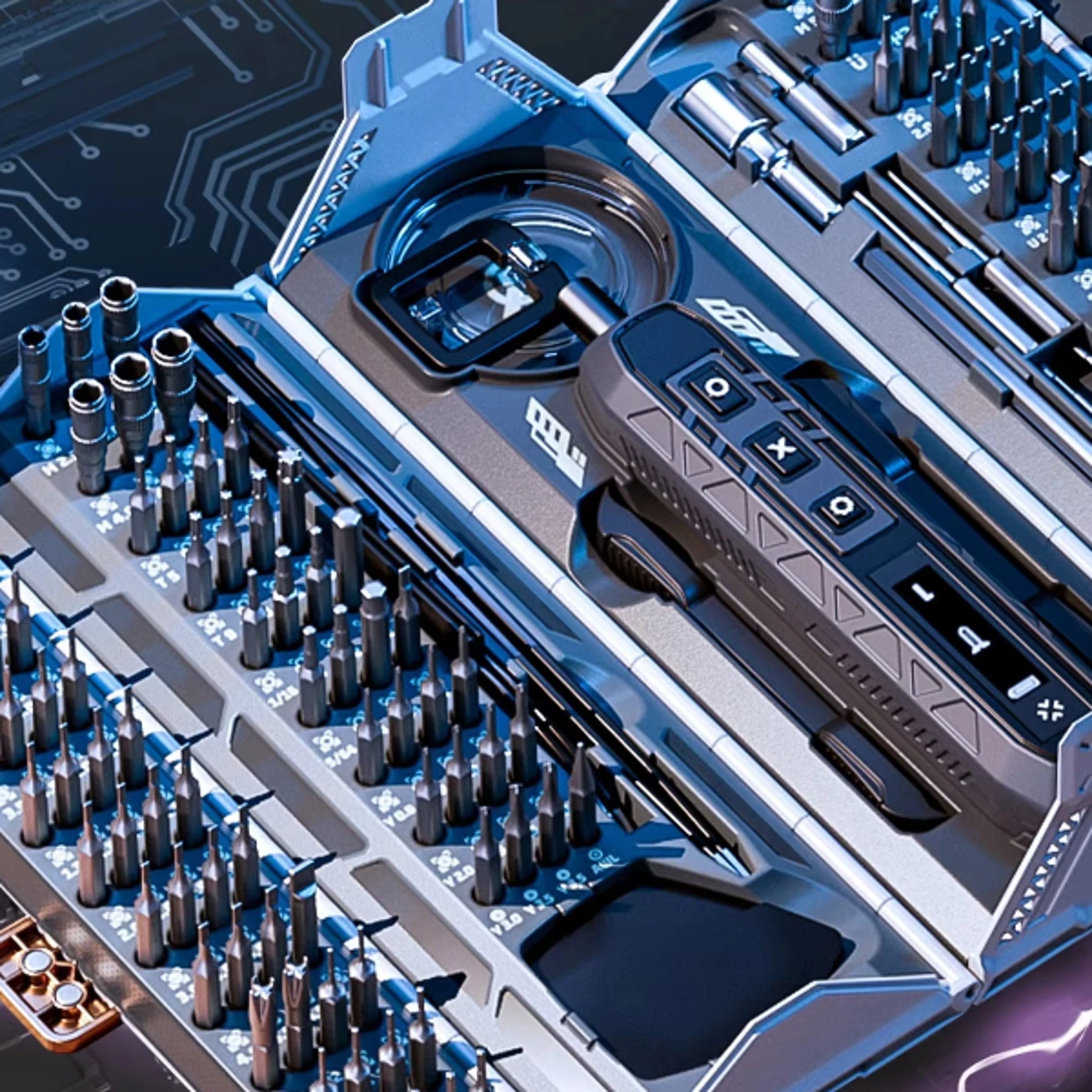 magnetic electric screwdriver set with phillips, torx, hex bits - led repair tools box for men gift