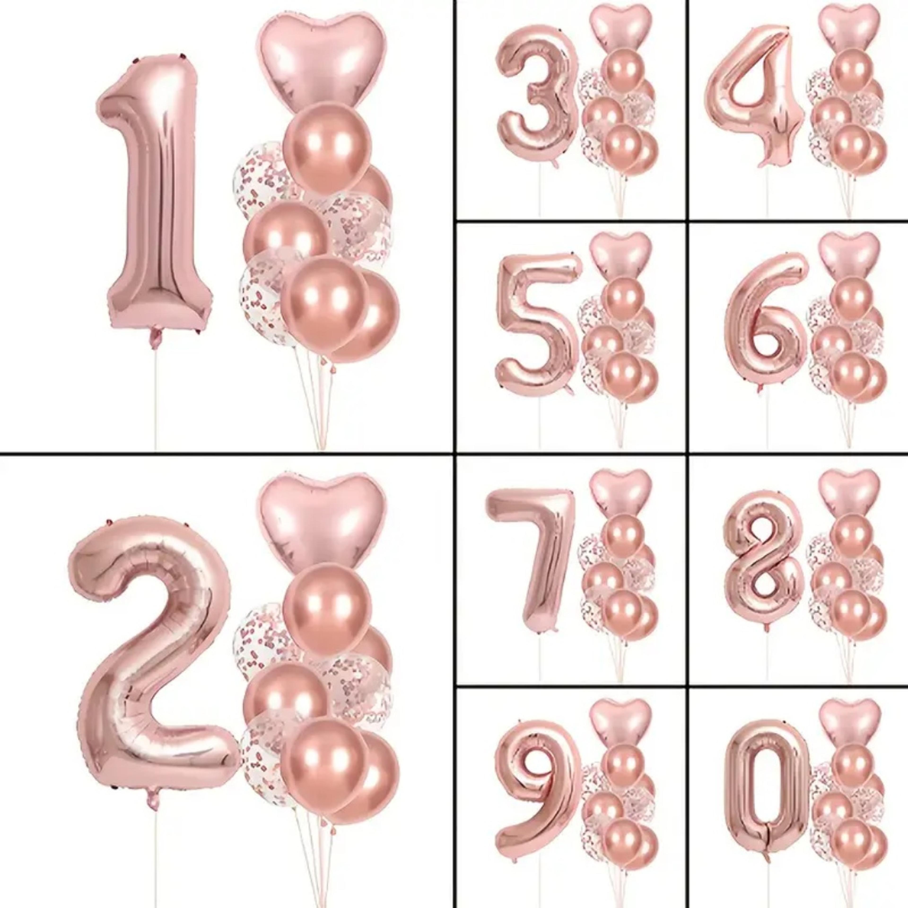 rose golden number & heart balloons for wedding and birthday celebration