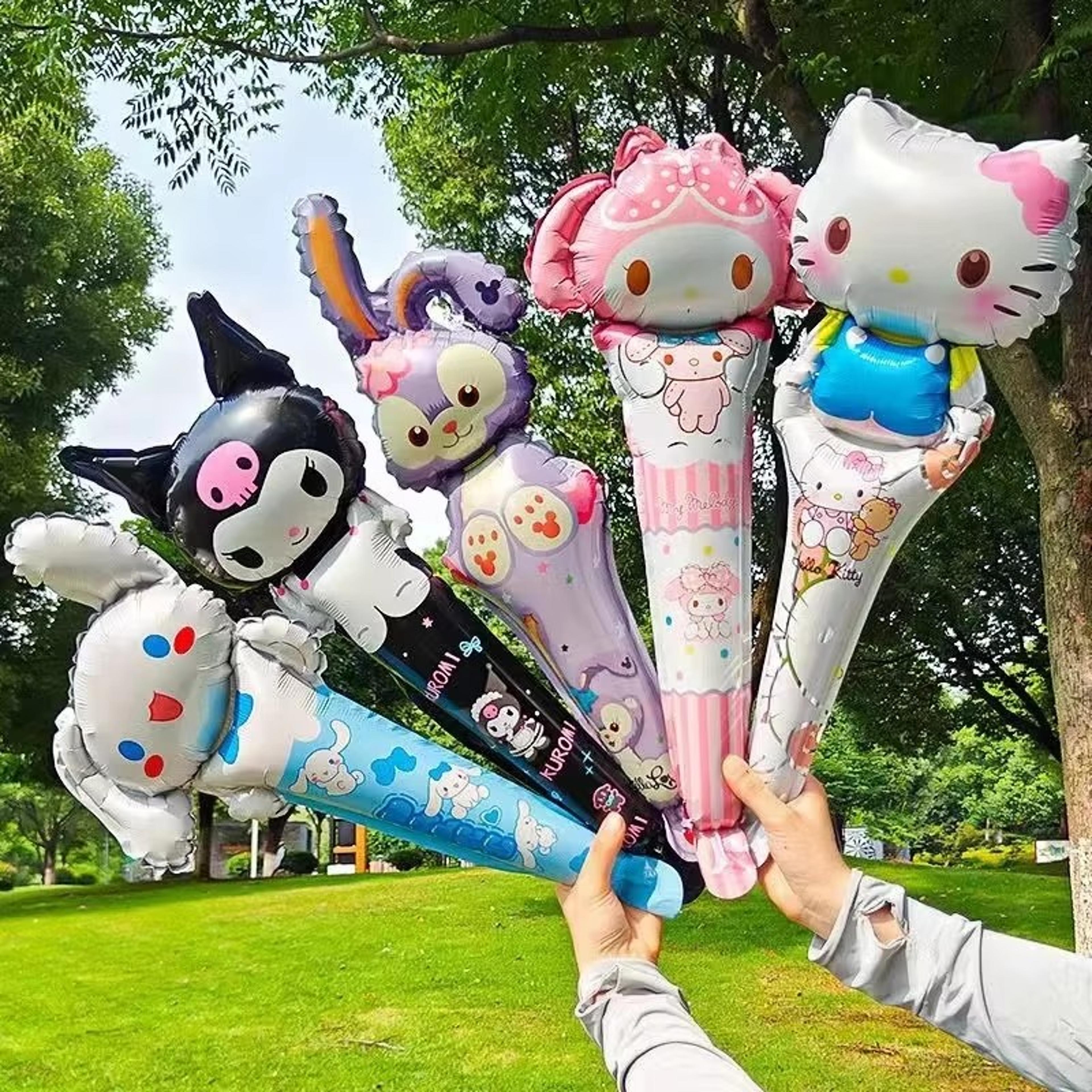 girl happy birthday party, melody balloon stick foil balloons set, concert atmosphere props