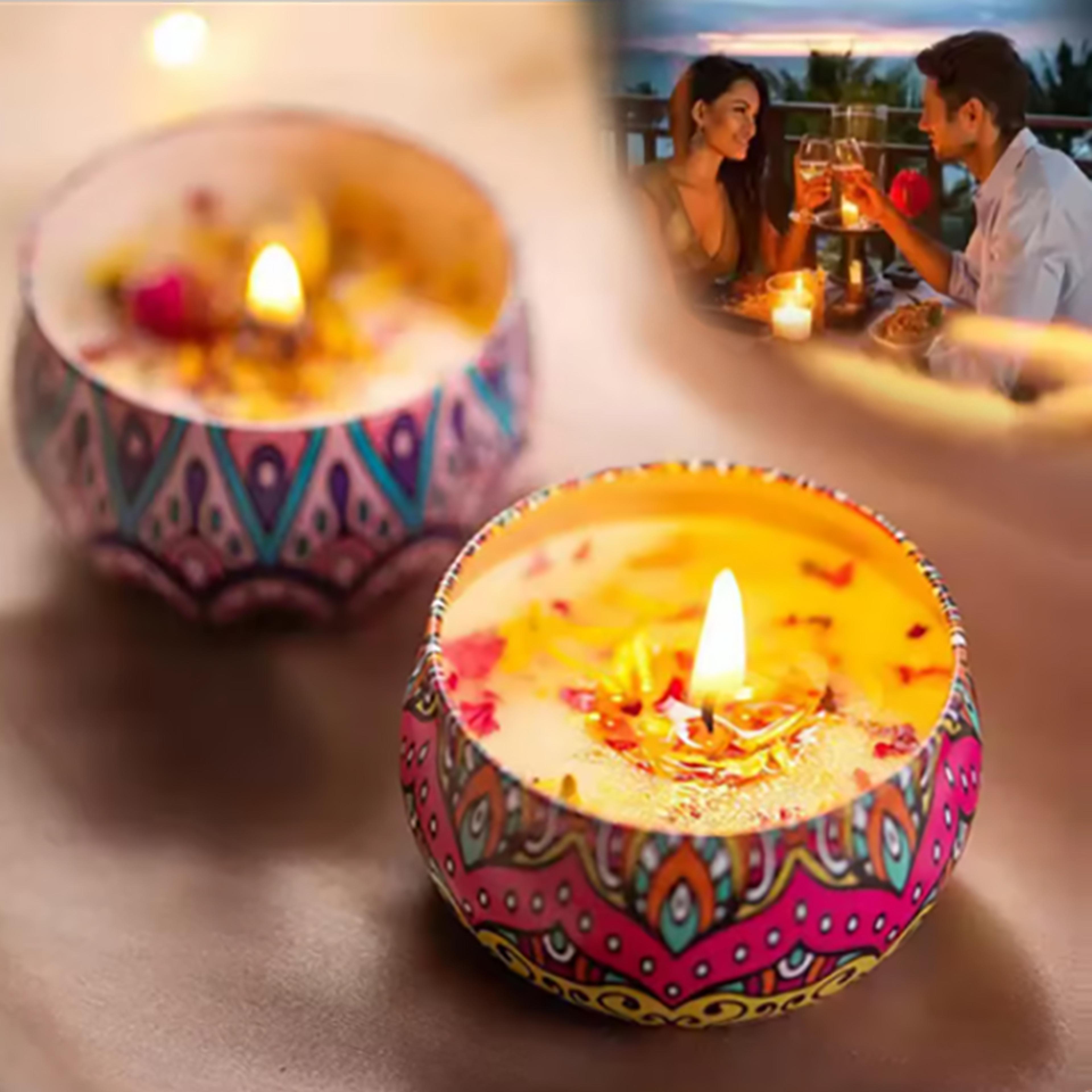 scented candles with natural dried flowers by gbbma for relaxing indoor aromatherapy