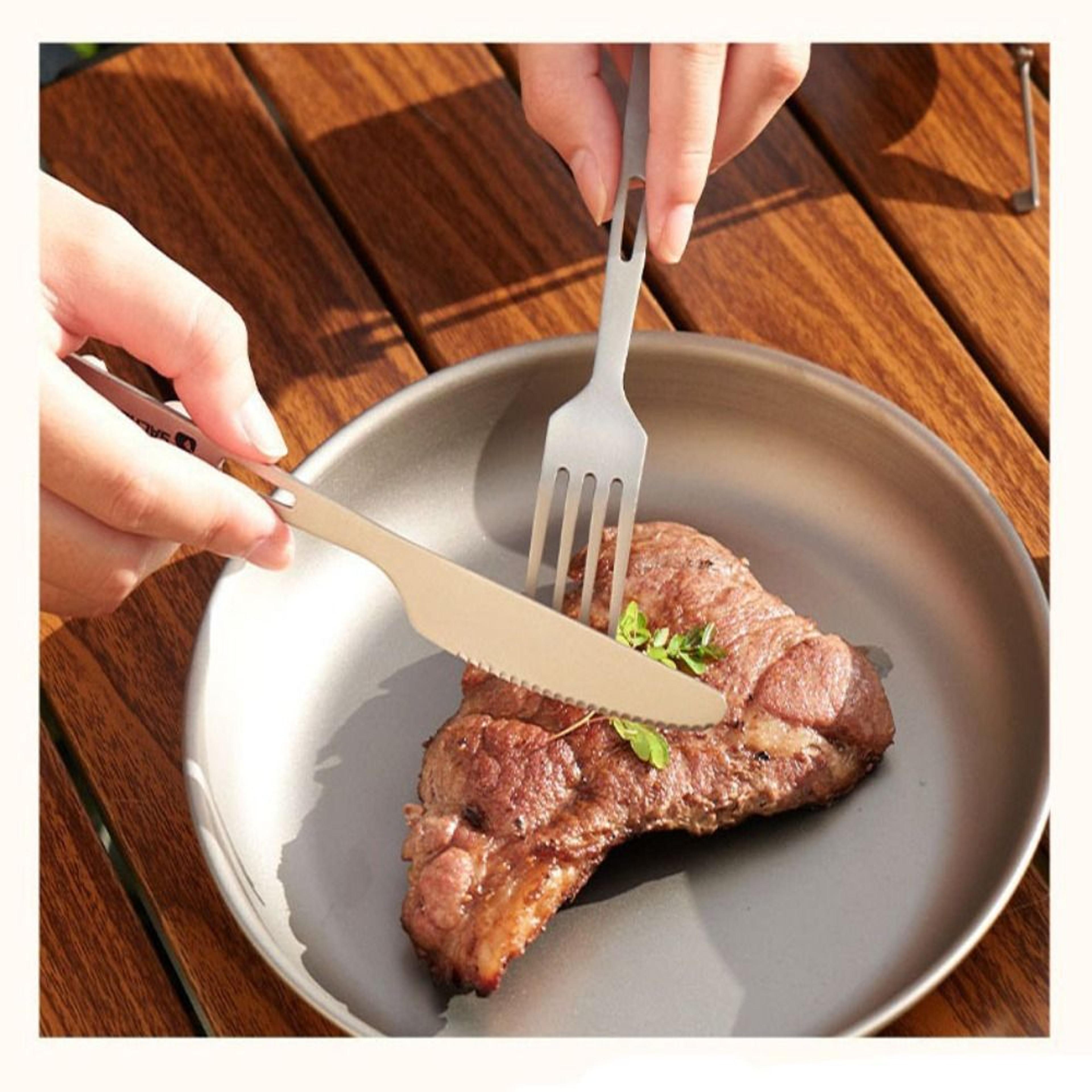 Long Handle Outdoor Camping High Quality Portable Titanium Spoon Fork Light Titanium Cookware Outdo 2