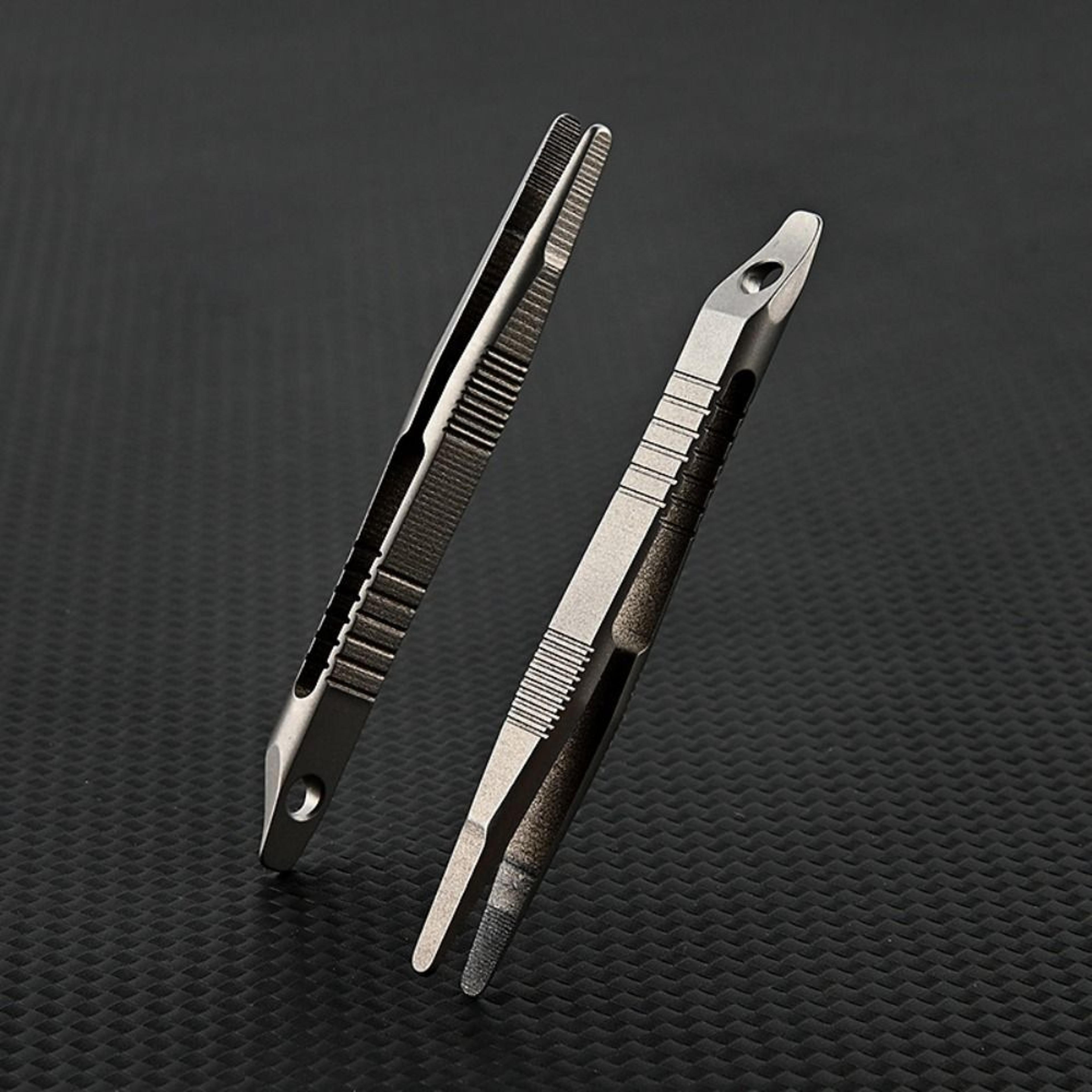 machining keychain tweezers, titanium steel corkscrew, multifunction keychain pendant tool