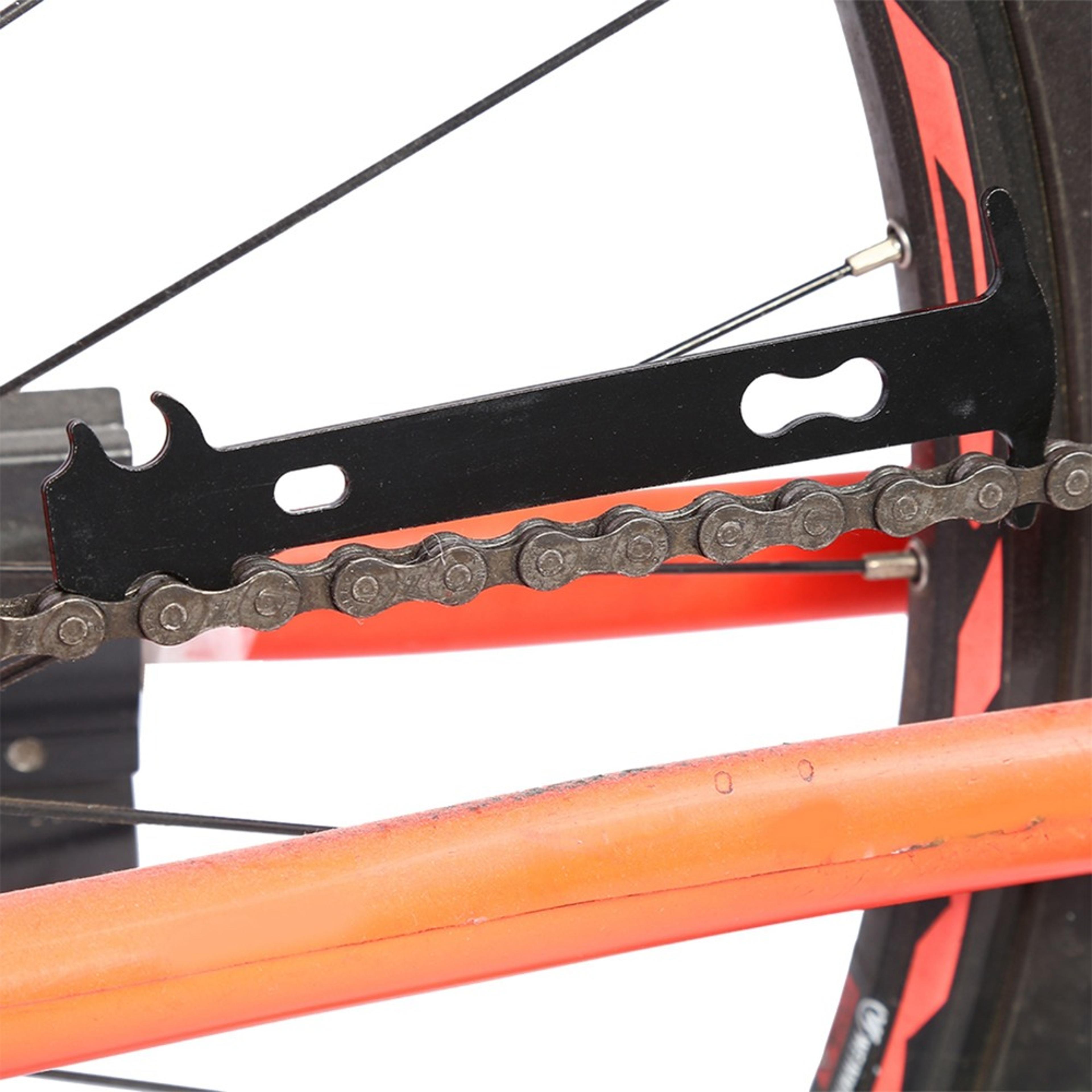 lightweight carbon steel bike chain wear checker, black indicator tool, easy-to-use chain wear ruler