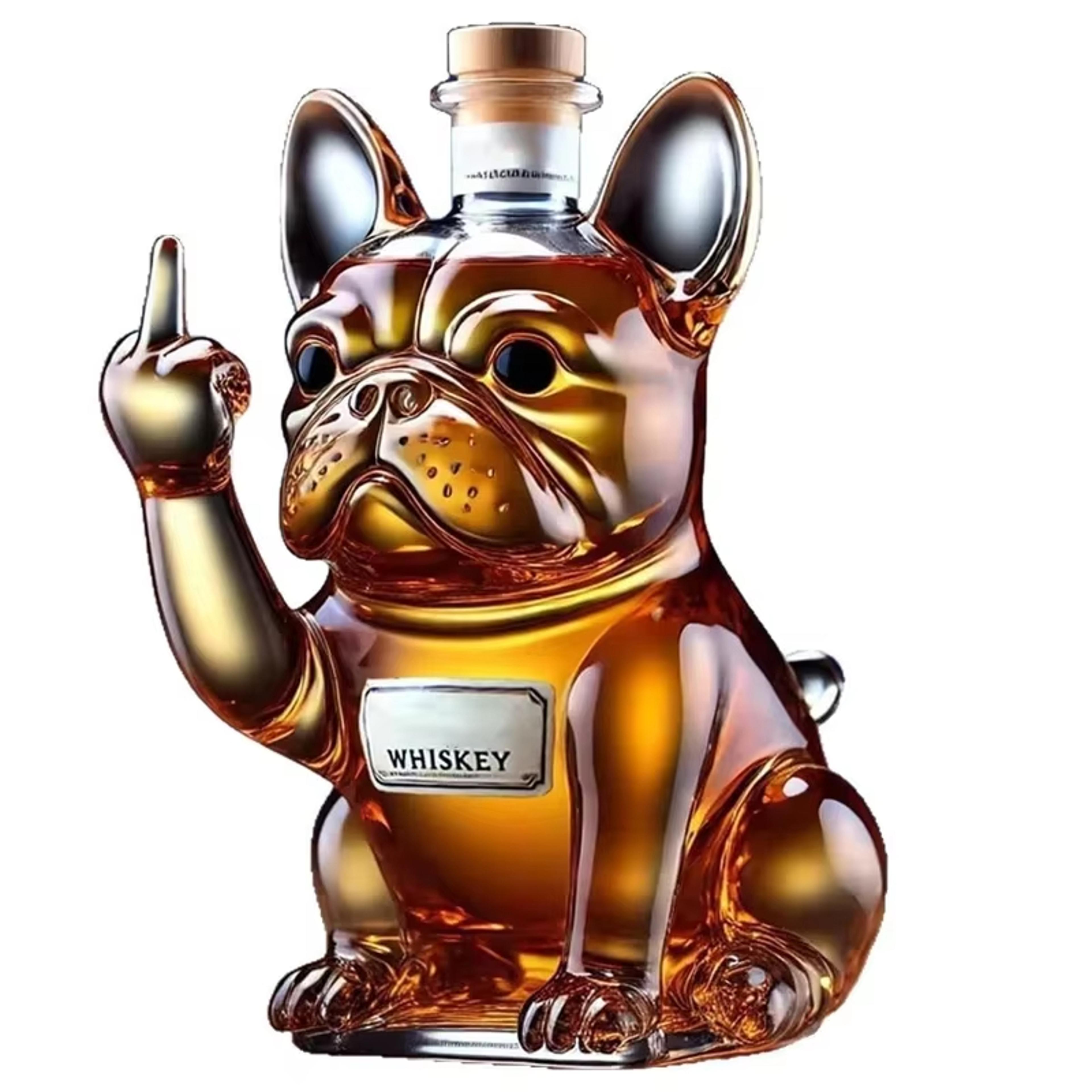 whiskey decanter for pranks, funny french bulldog bottle statue, home & office decor, wine cocktail decoration