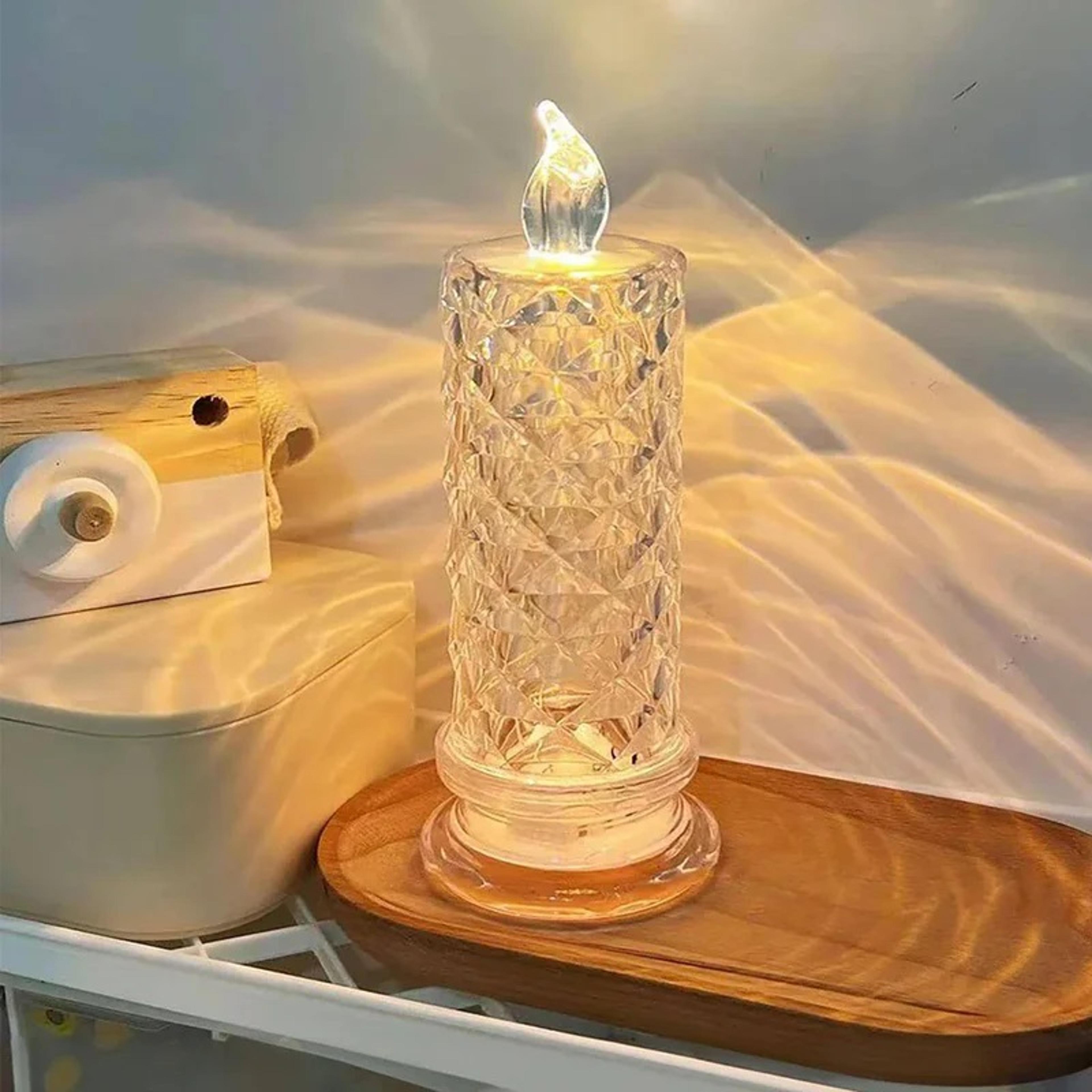 led crystal candle light table lamp, rose projection atmosphere light for weddings & parties