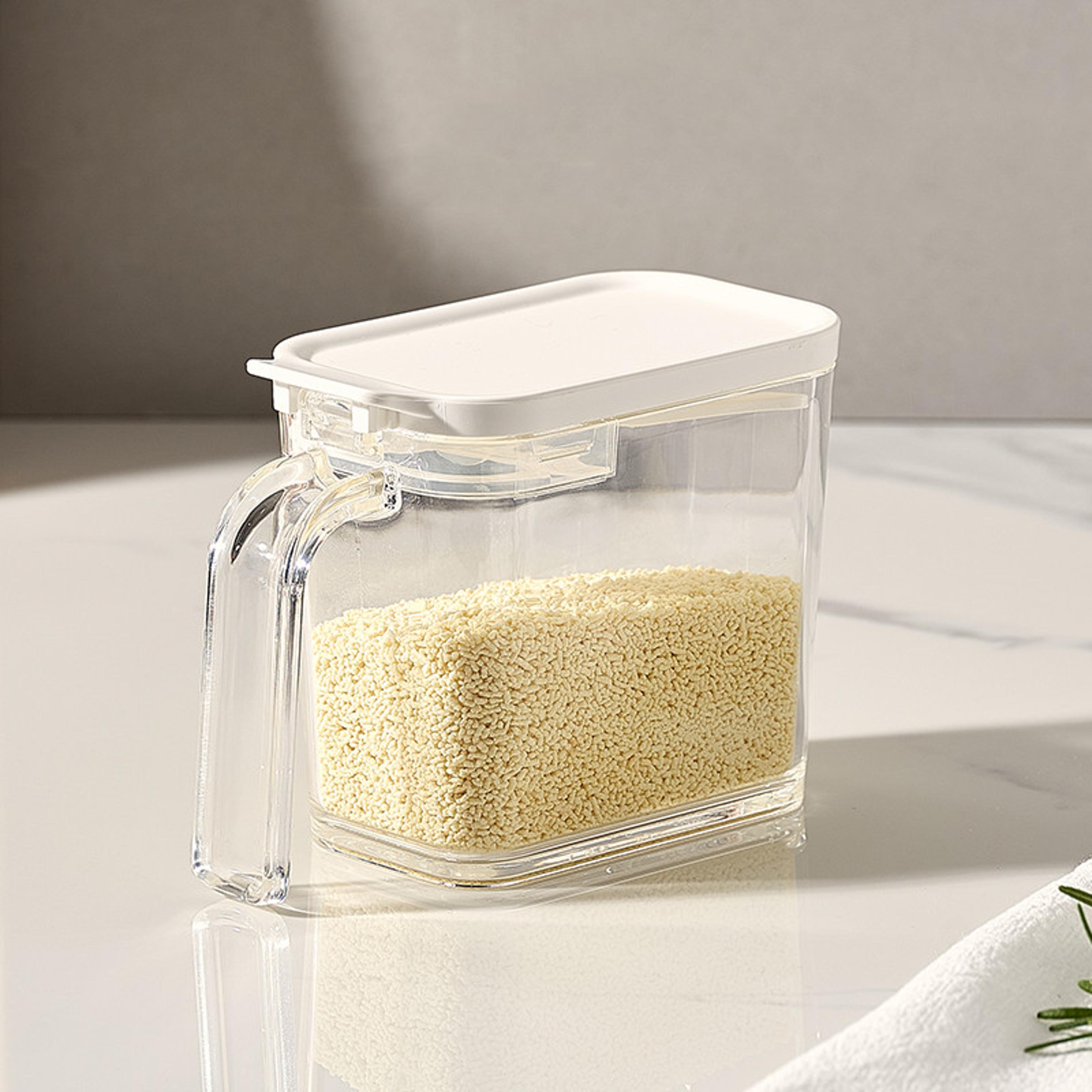 household seasoning box with spoon, moisture-proof msg salt storage bottle, kitchen organizer