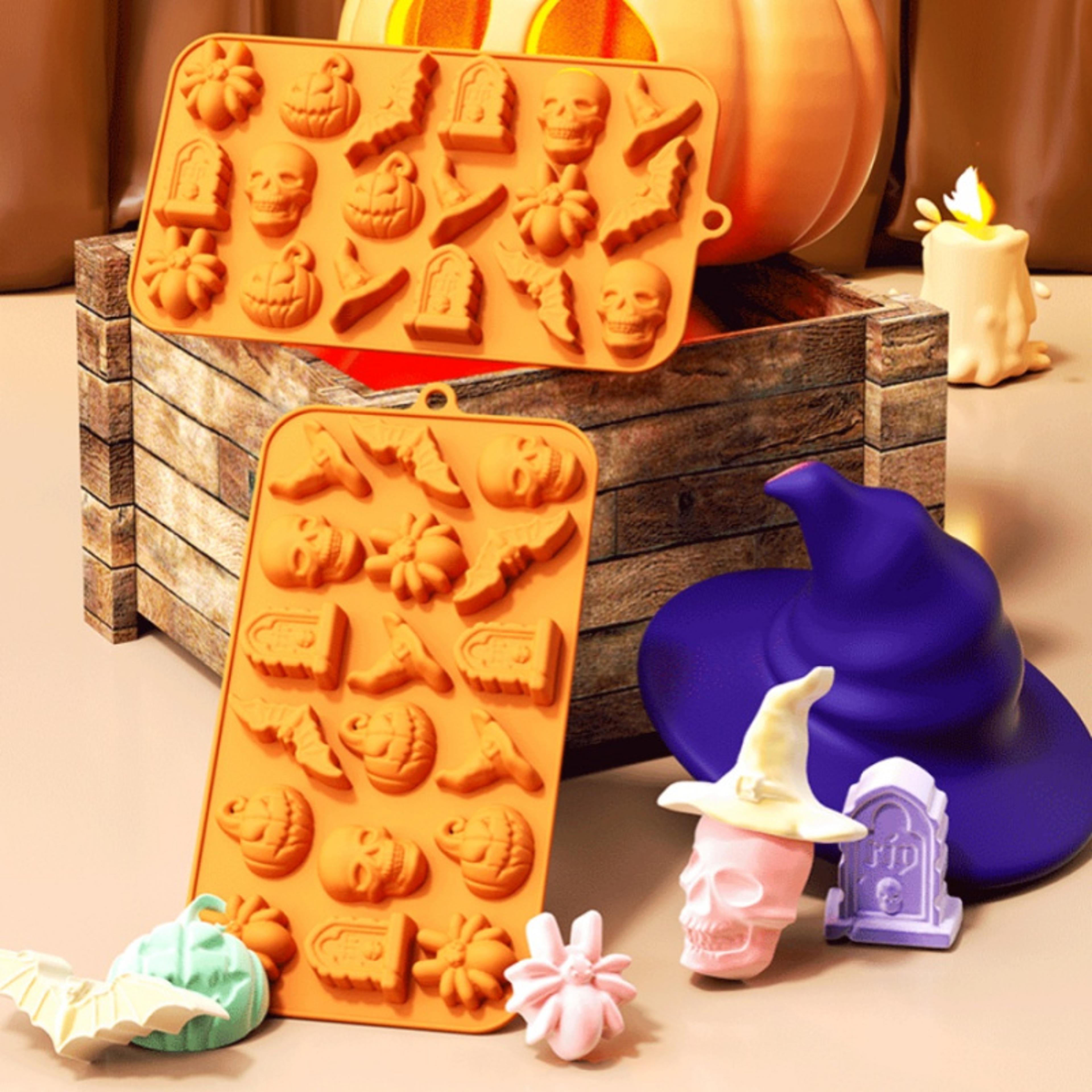 pumpkin skull spider bat silicone chocolate mold for cake candy cookie ice cube jelly molds