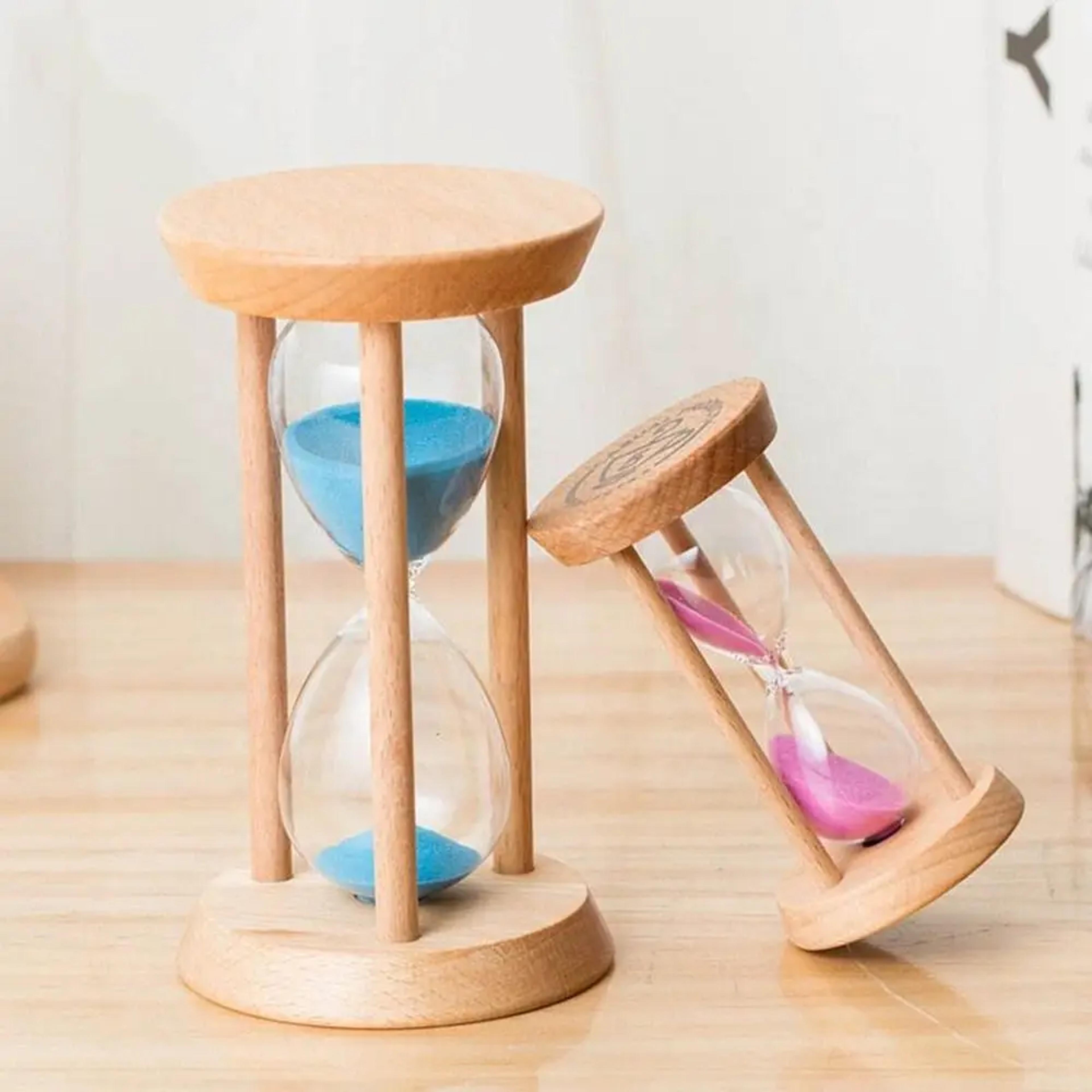 wooden hourglass timer, stable desktop decor, deformation-free round timer with minutes, hourglass clock for office