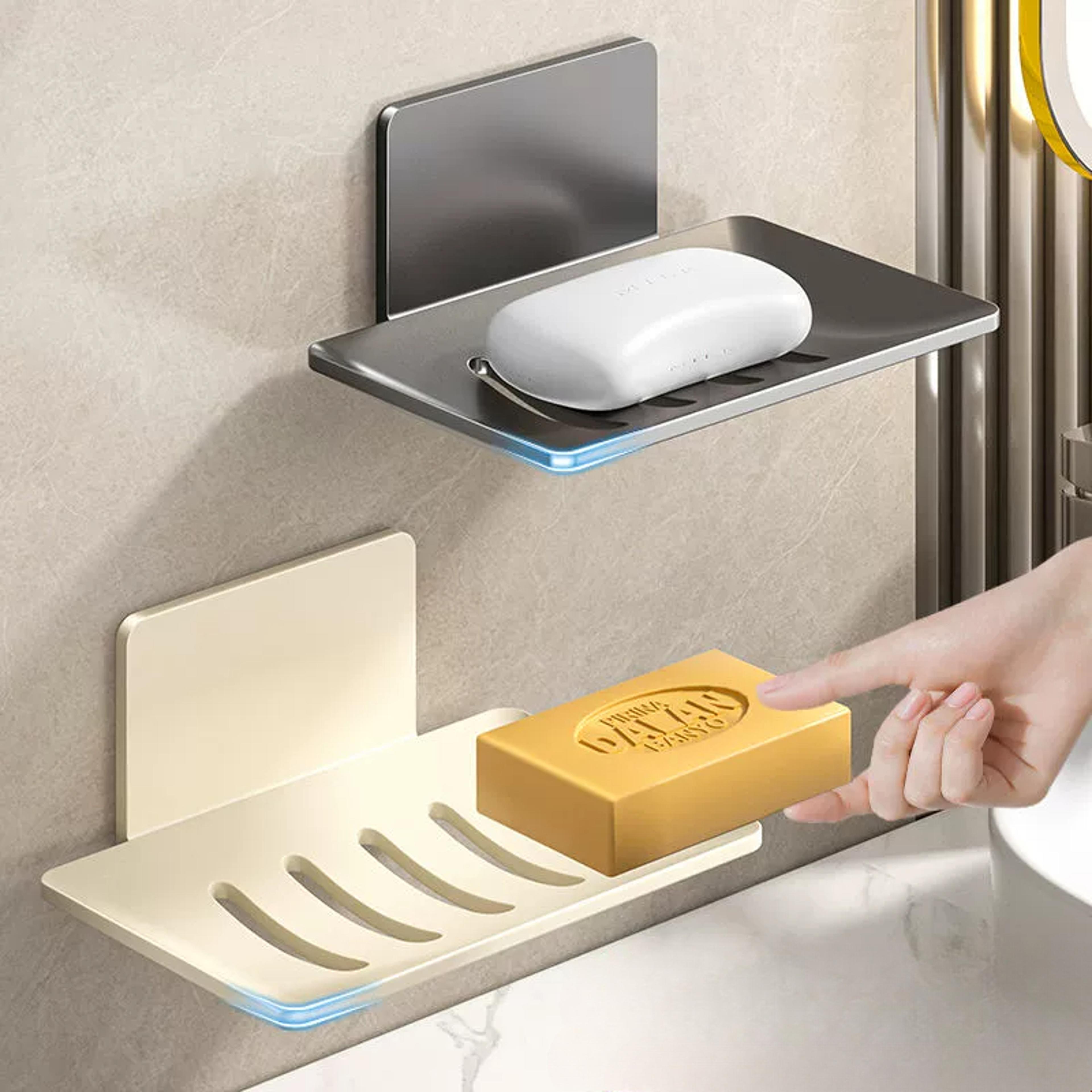 bathroom soap tray wall mounted soap sponge holder, no drill holes soap organizer for kitchen