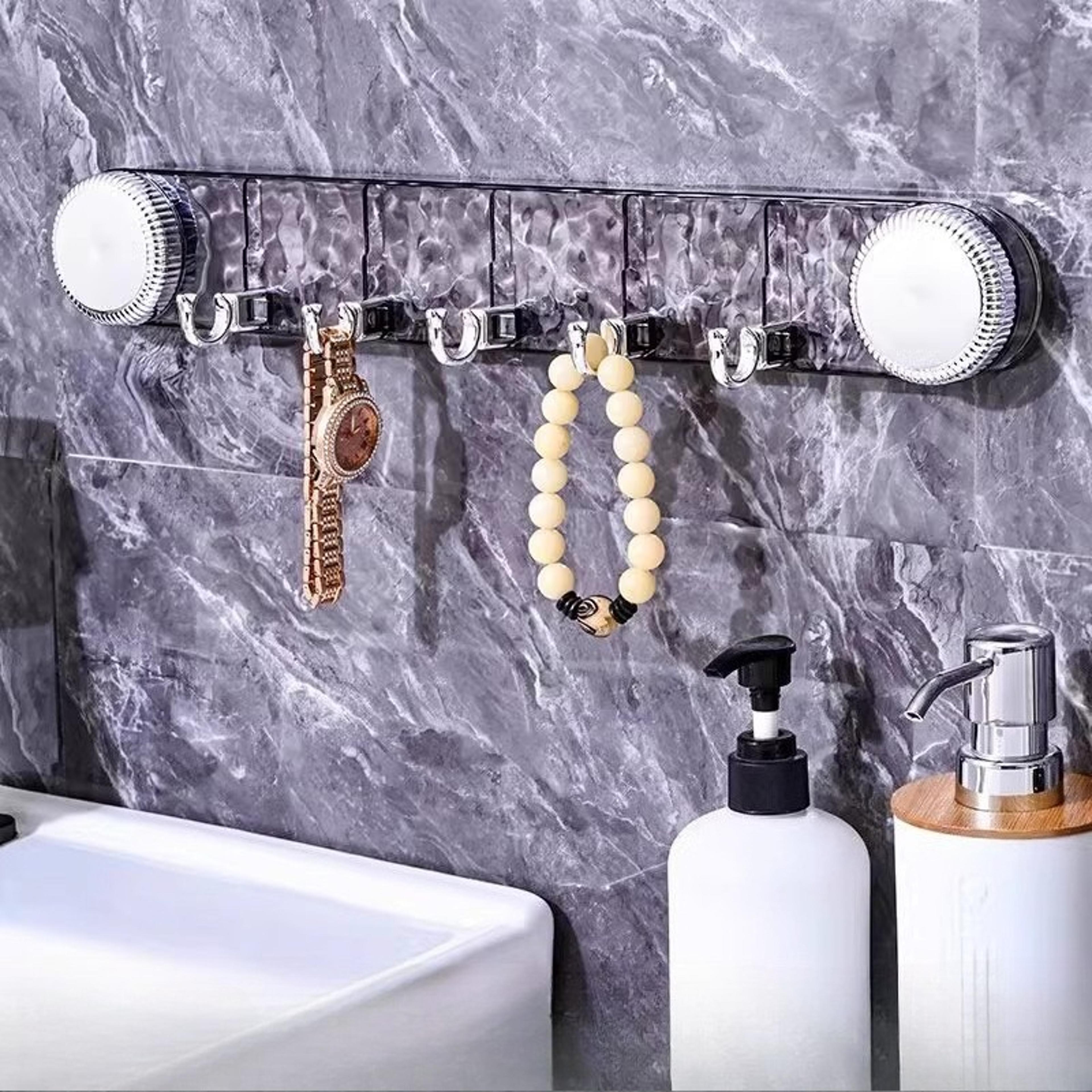 hanging clothes hooks behind doors, glacier patterned suction cups for towels and clothes