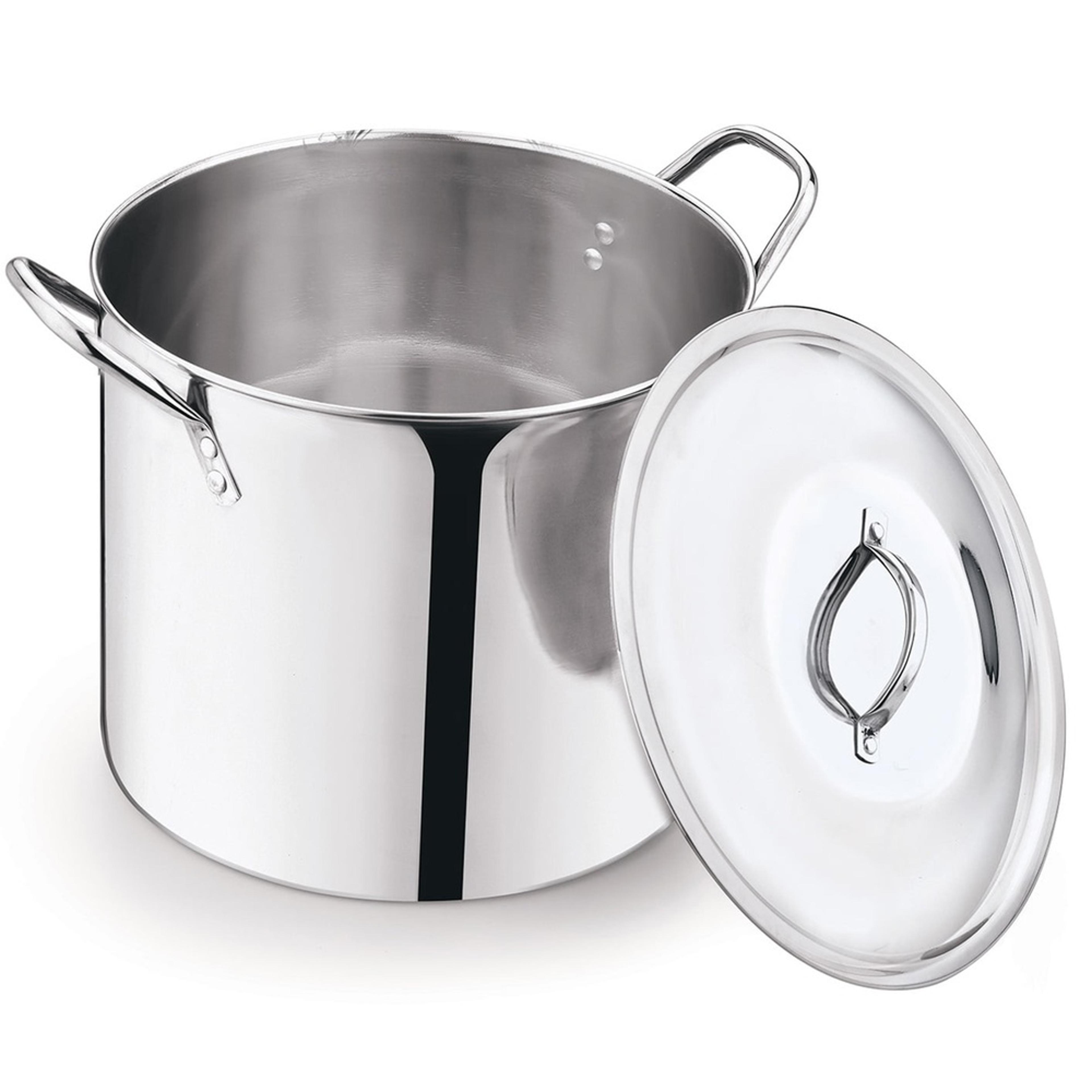 Heavy Duty Cookware Stainless Steel Stock Pot With Metal Lid Stay Cool Handles For Soup Stew And Bo 2
