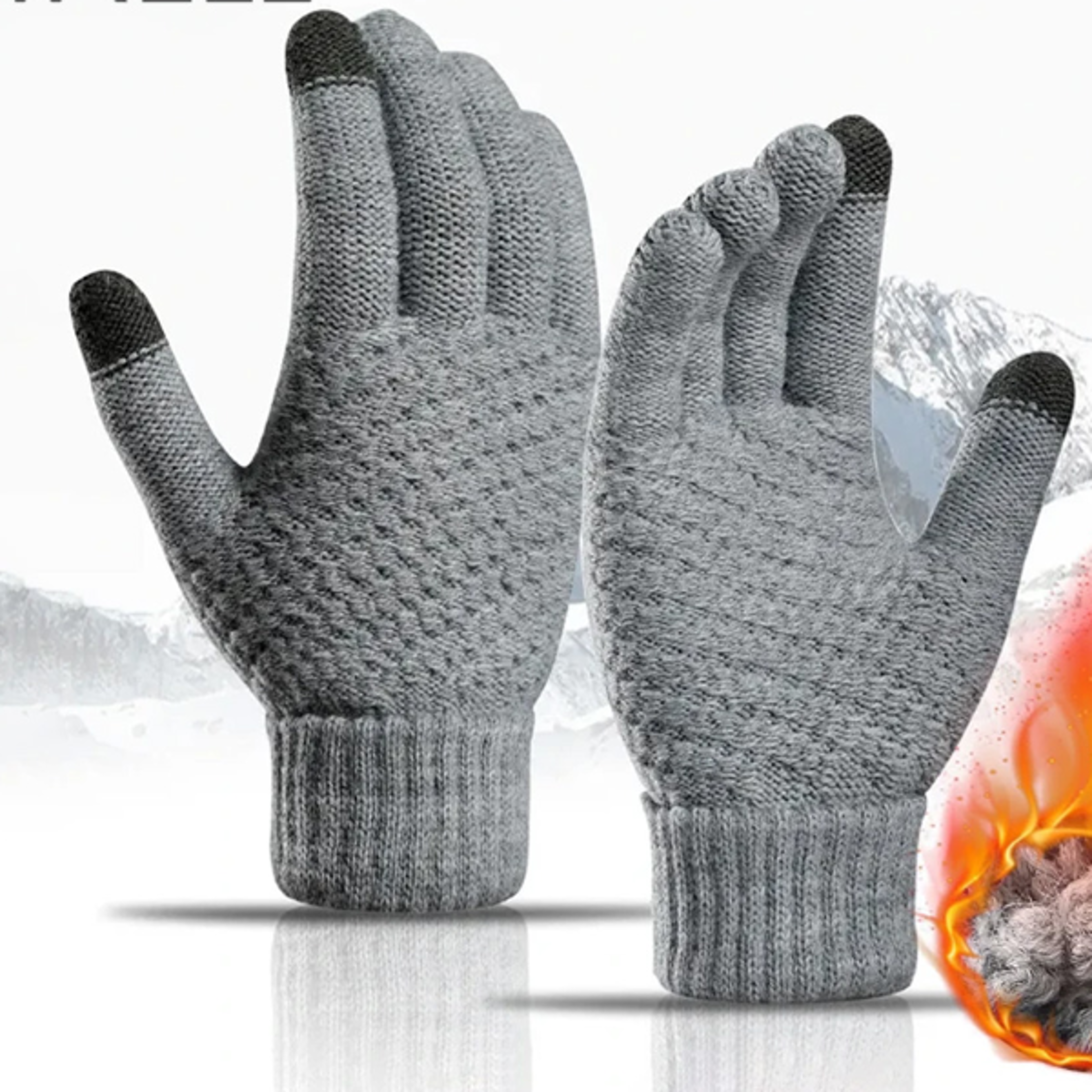 stretch classical knit mittens, women men warm winter touch screen gloves, wool full finger outdoor cycling driving