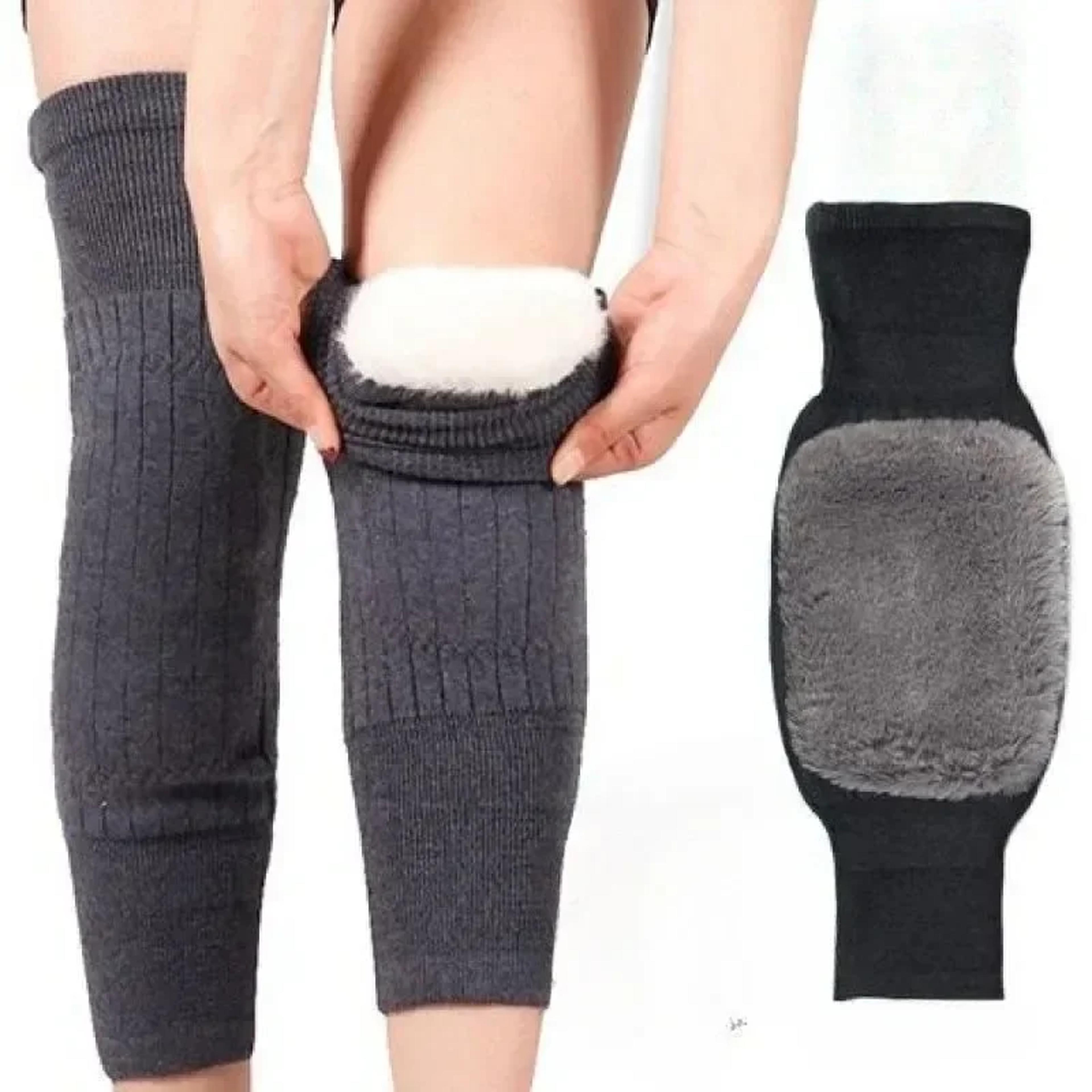 winter rabbit fur knee pads for old people, thermal keep warm velvet kneepad for arthritis