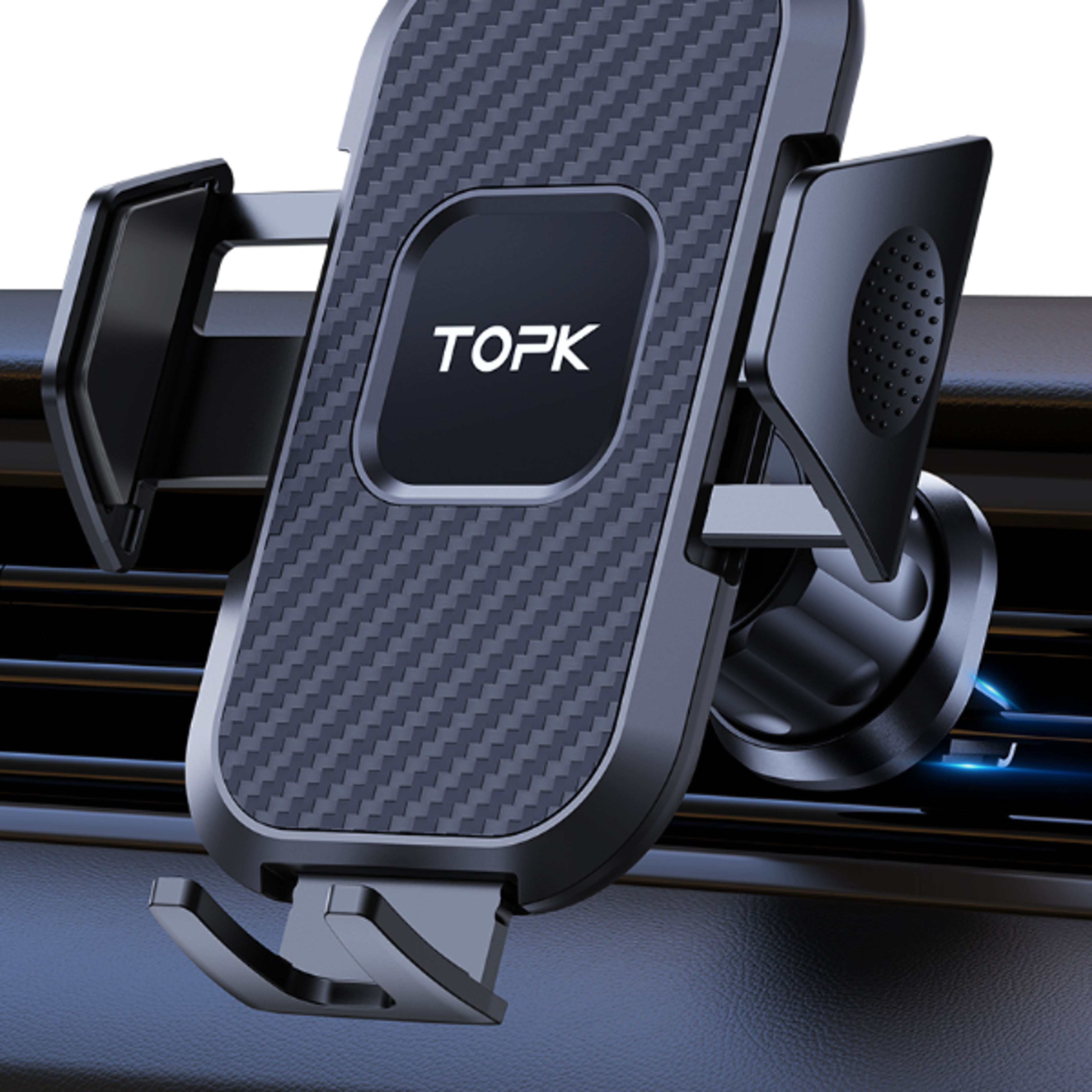 universal phone stand holder with auto locking hook clip for car air vent, for iphone and samsung