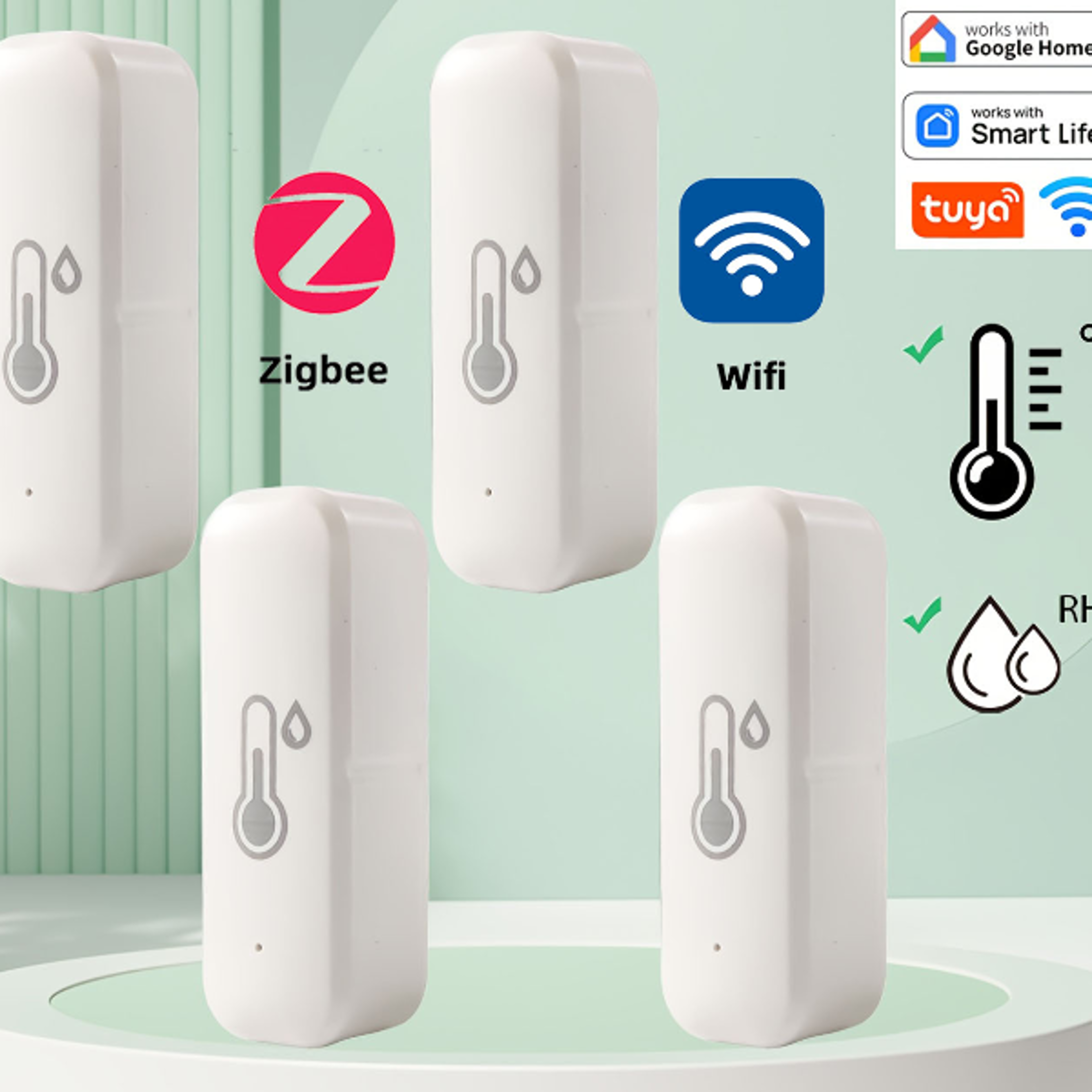 smart wifi temperature & humidity sensor for home, tuya app & alexa control