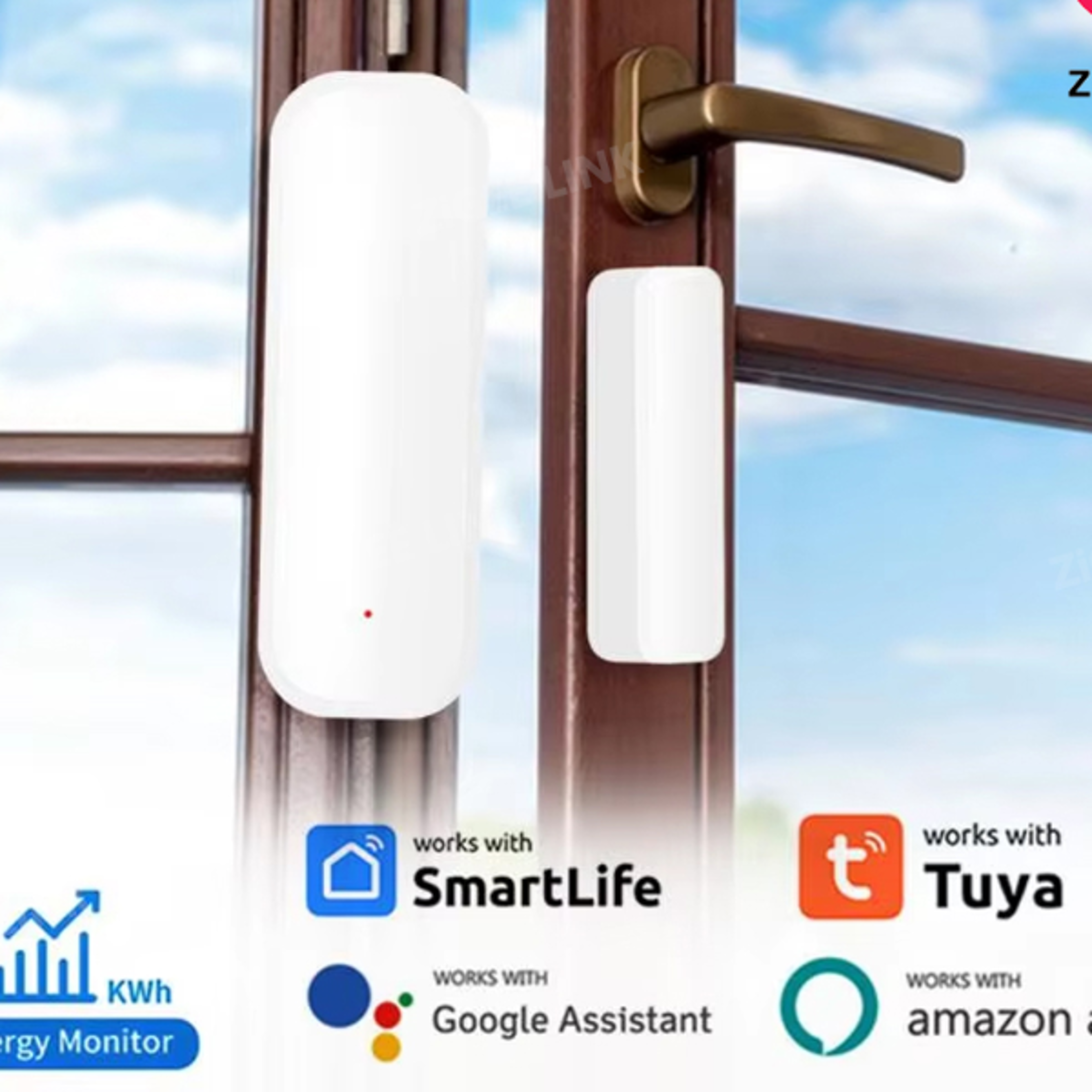 smart window contact sensor for home security  works with smart life, alexa & google home