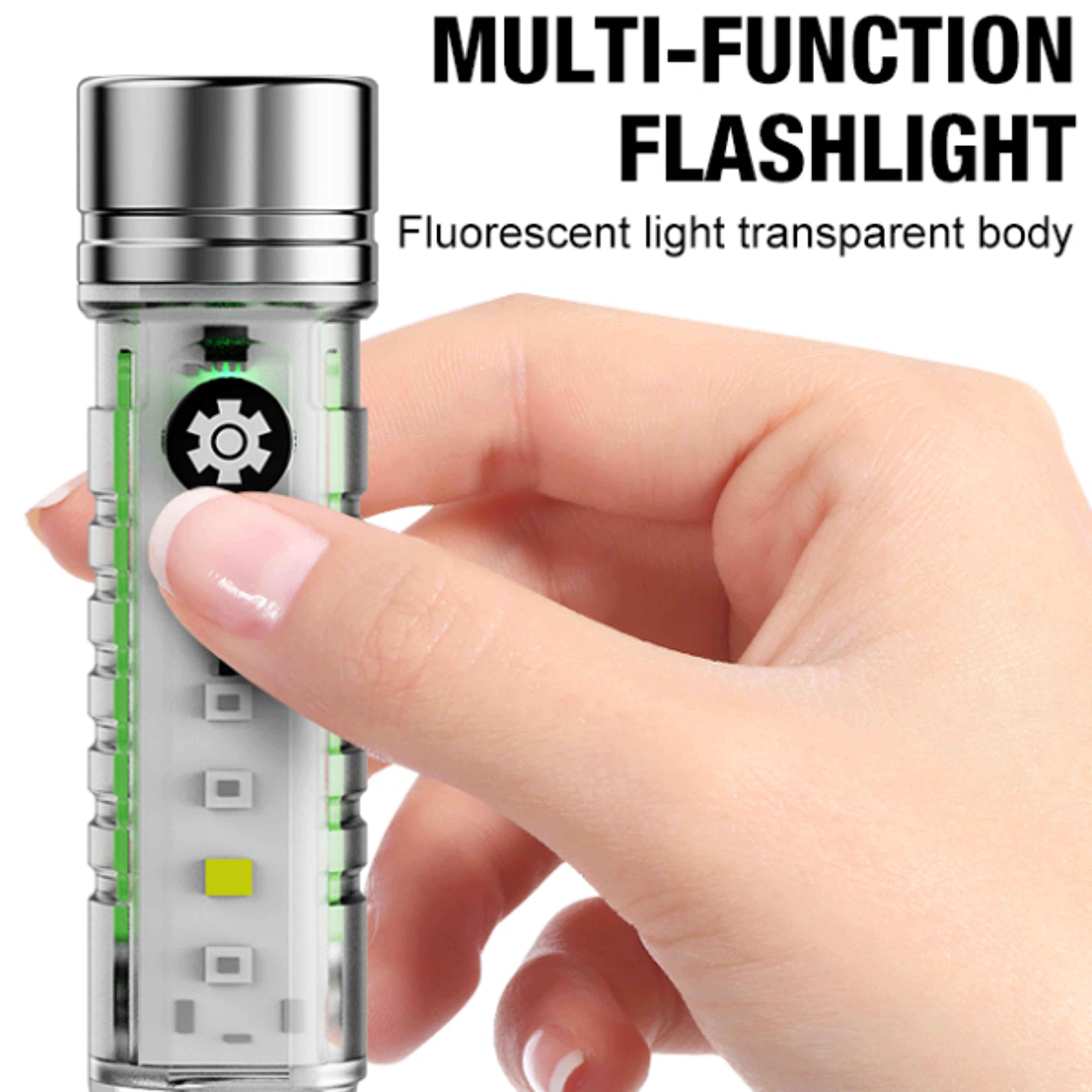 high performance fast charging flashlight waterproof, multi-function with type c charging for camping & emergency use