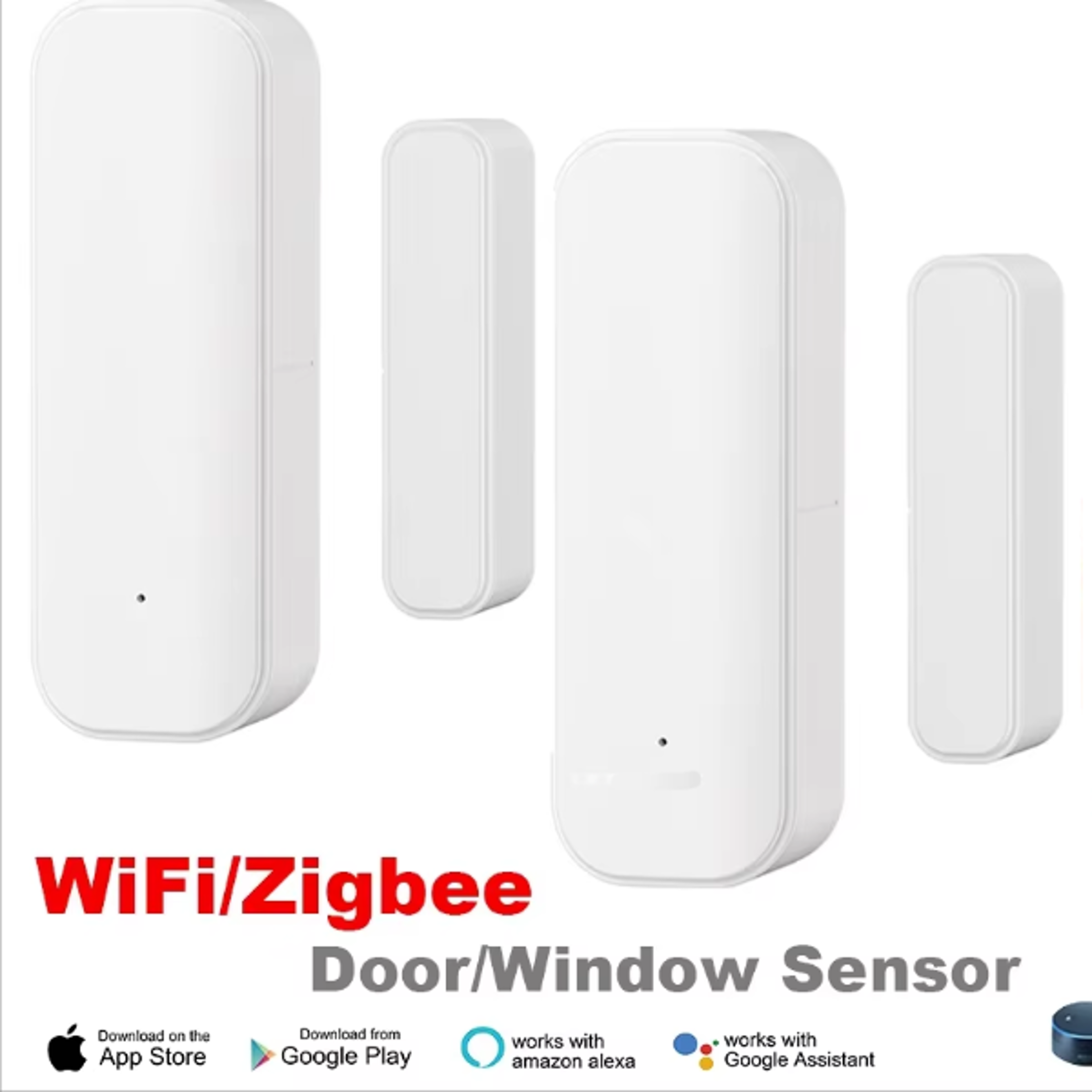 zigbee window & door sensor – smart home security alarm with voice control (alexa, google home)