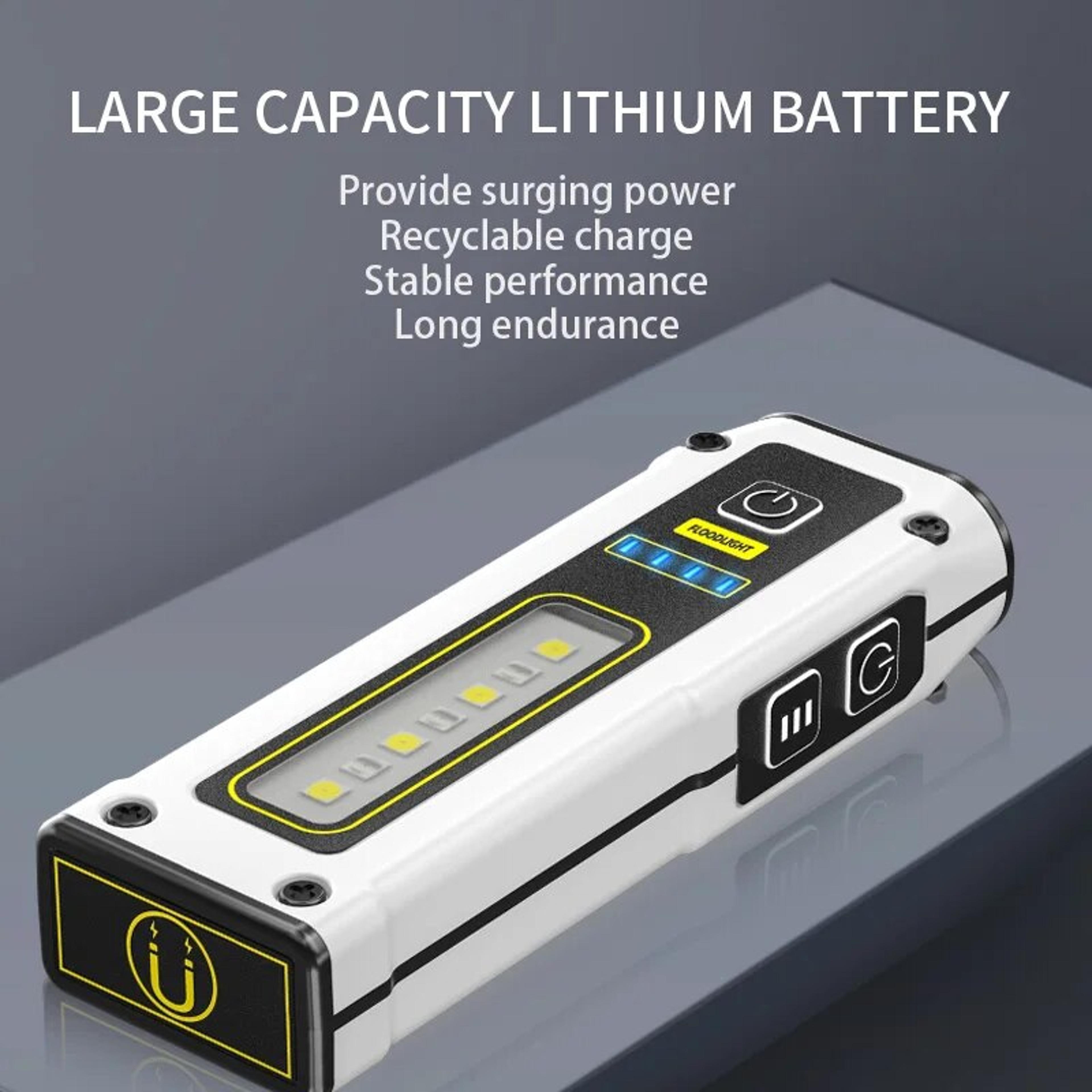 super bright led work lamp with magnet sos keychain & power bank waterproof emergency flashlight