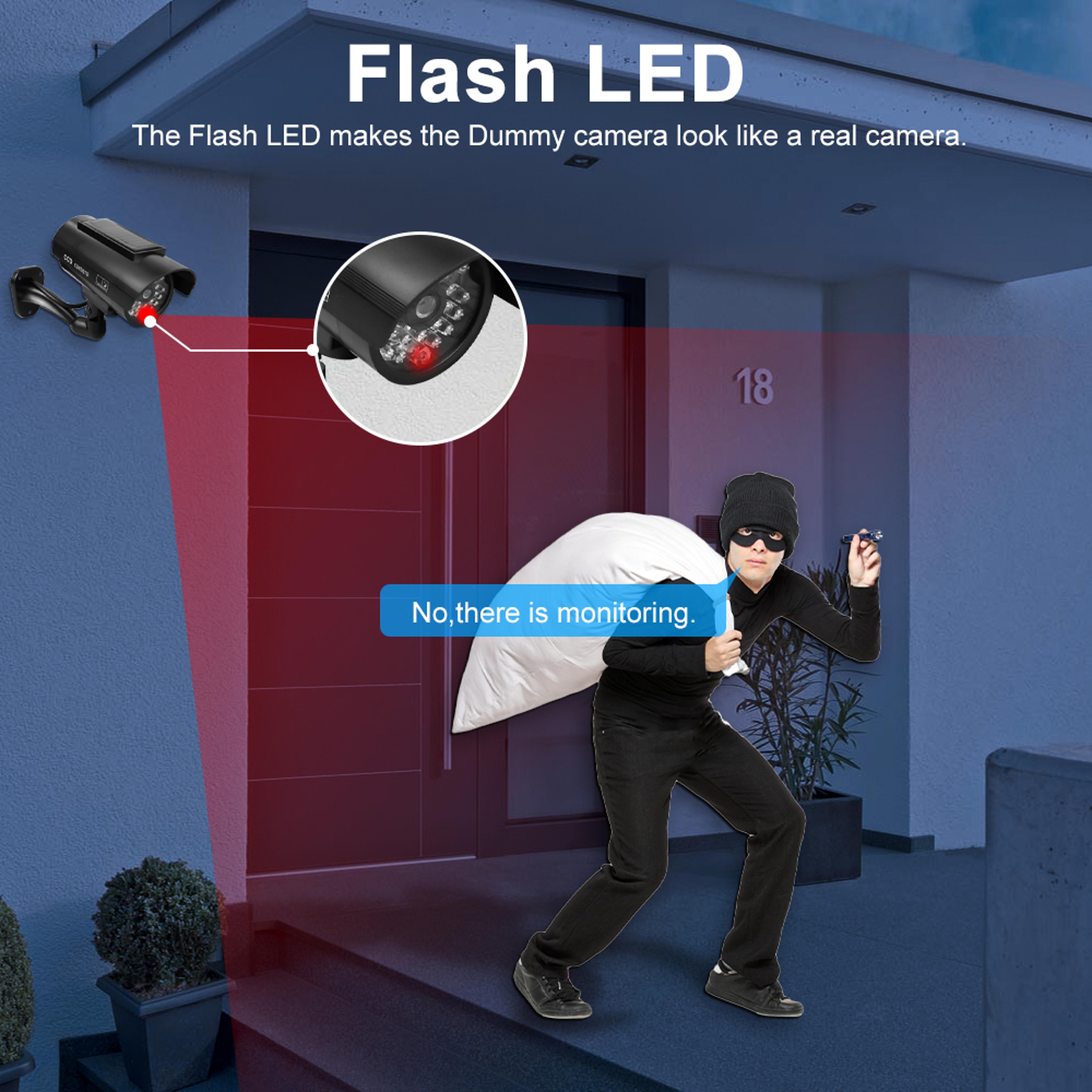 Simulation Solar Camera Fake CCTV Surveillance With Flashing LED Light Outdoor Waterproof Security  2