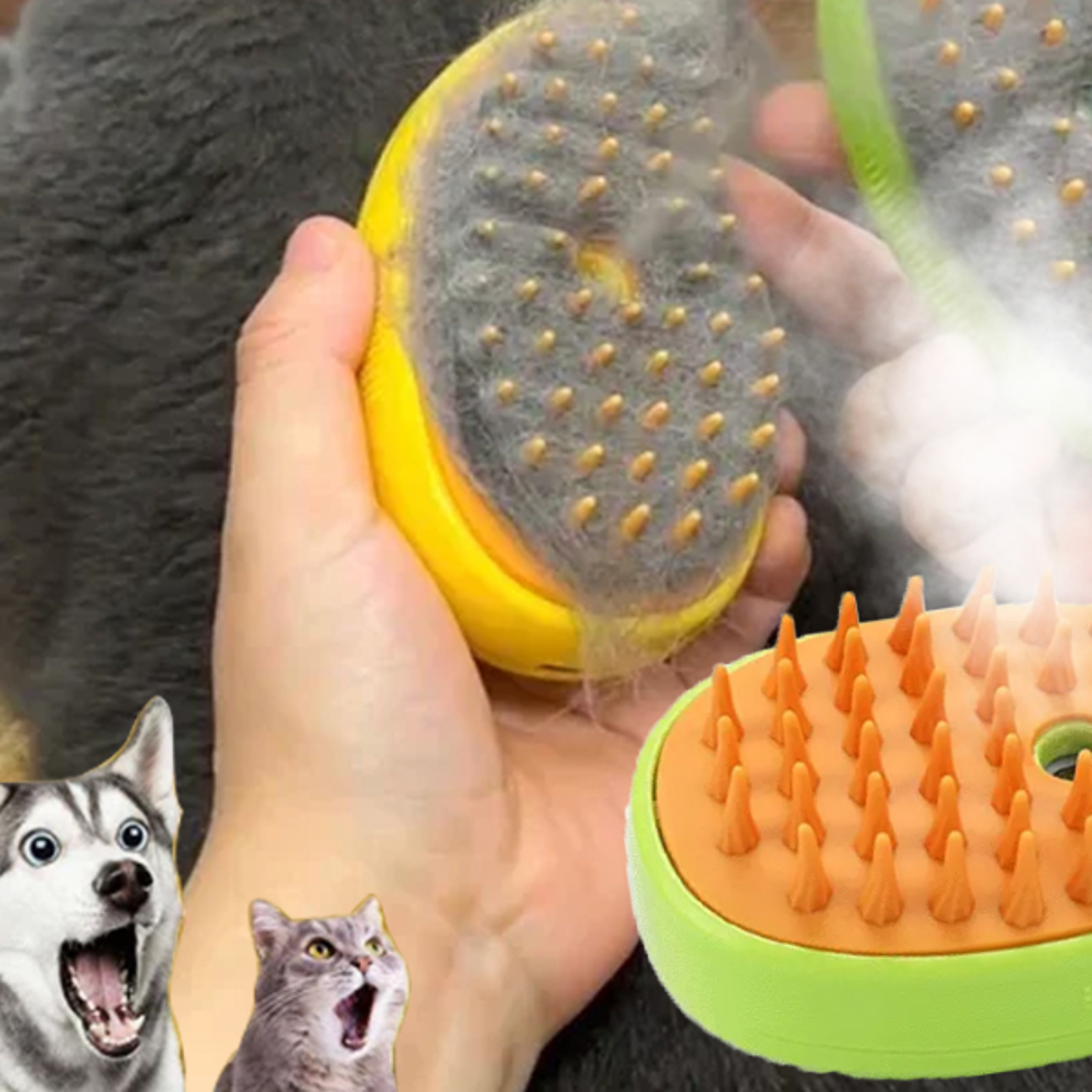 electric pet grooming steam brush for cats & dogs shedding massage tool