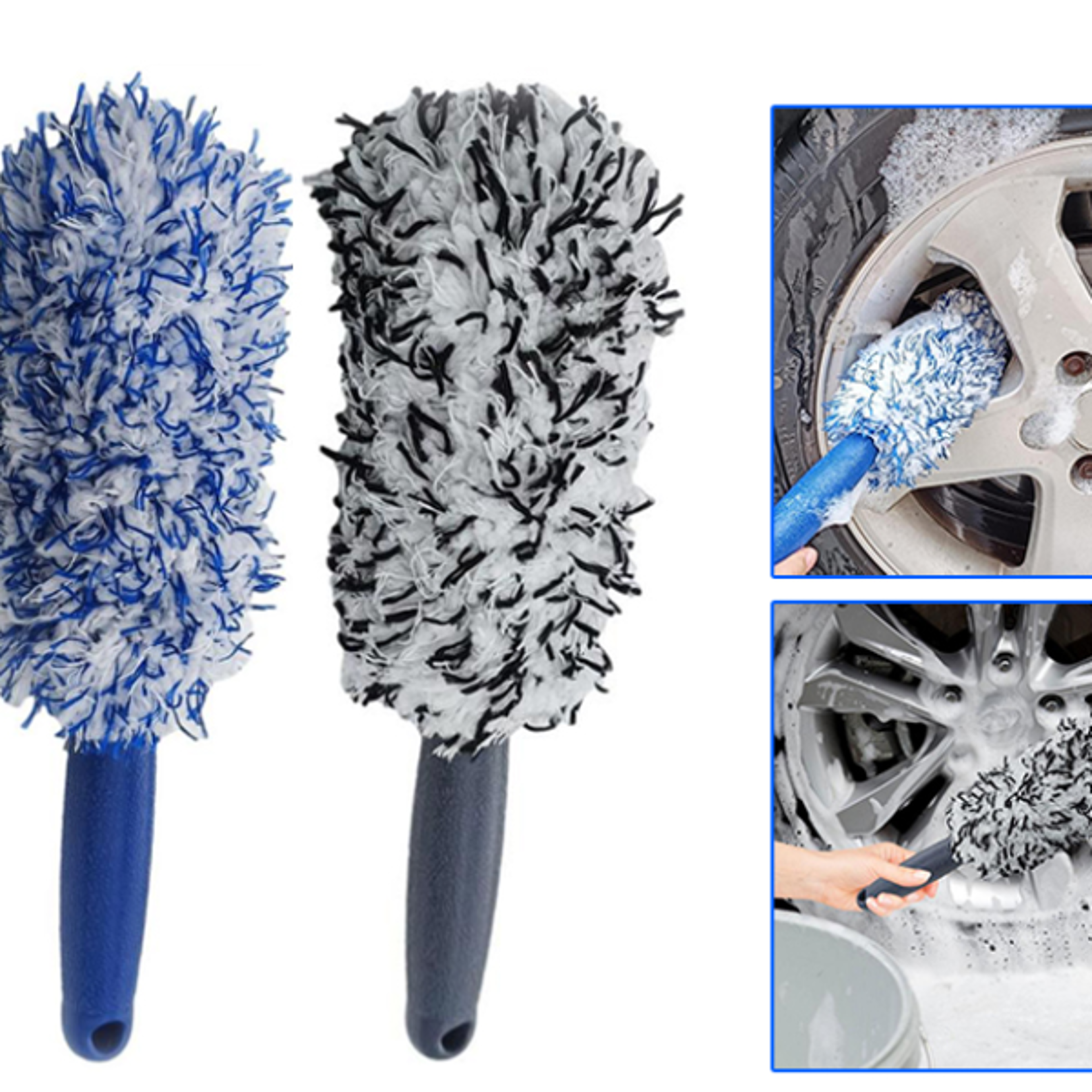 premium car wheel cleaning brush for tires & rims, plush hub dust removal tool