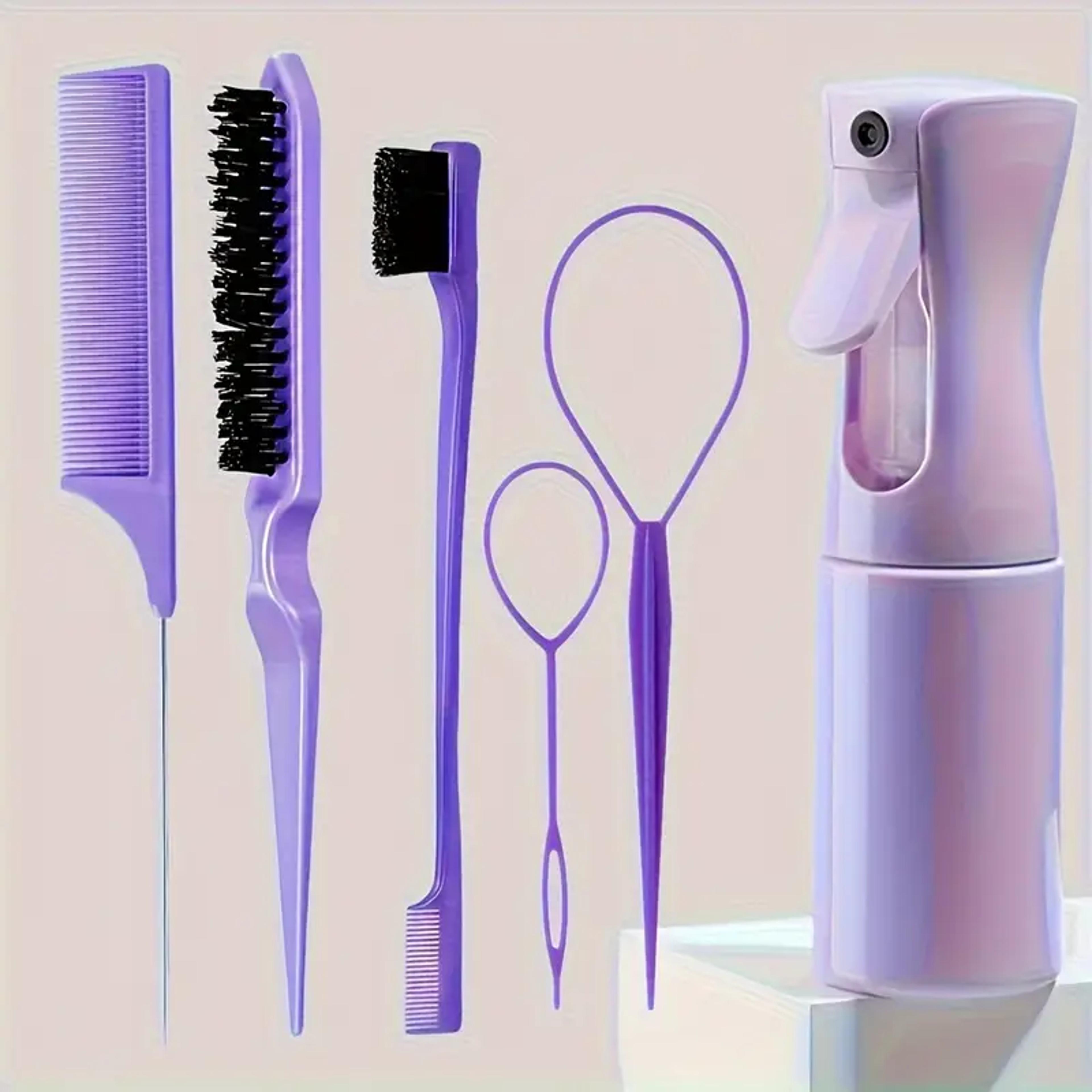 Premium Hair Styling Set Teasing Brush Edge Control Brush Rat Tail Comb And Spray Bottle For Hairdr